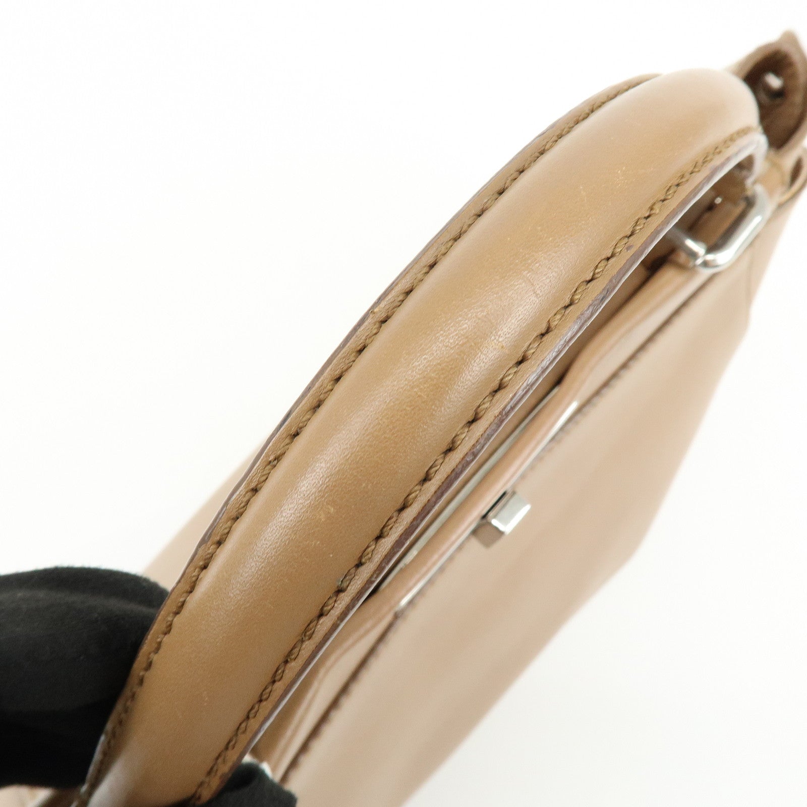 FENDI Peekaboo Leather 2Way Shoulder Bag Hand Bag Camel 8BN226