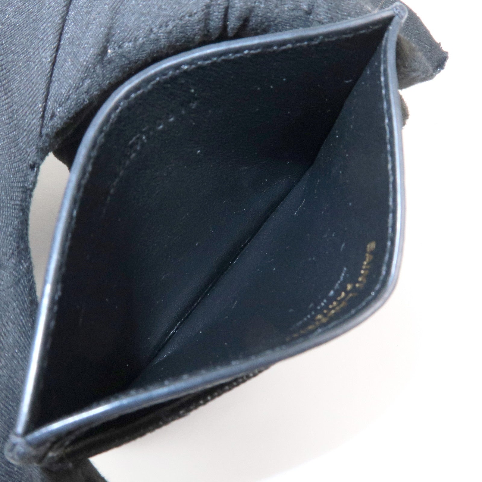 SAINT LAURENT PARIS Casandra Leather Card Case Black 423291