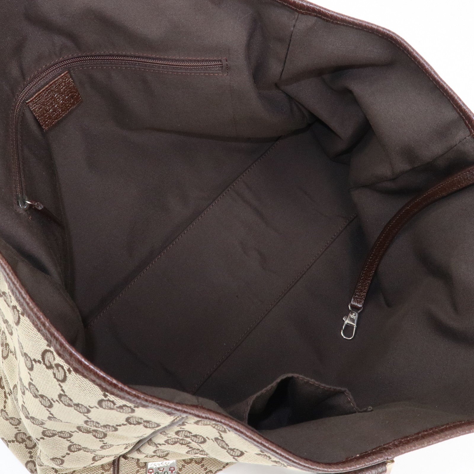 GUCCI Sherry GG Canvas Leather Tote Bag Shoulder Bag Brown 145758