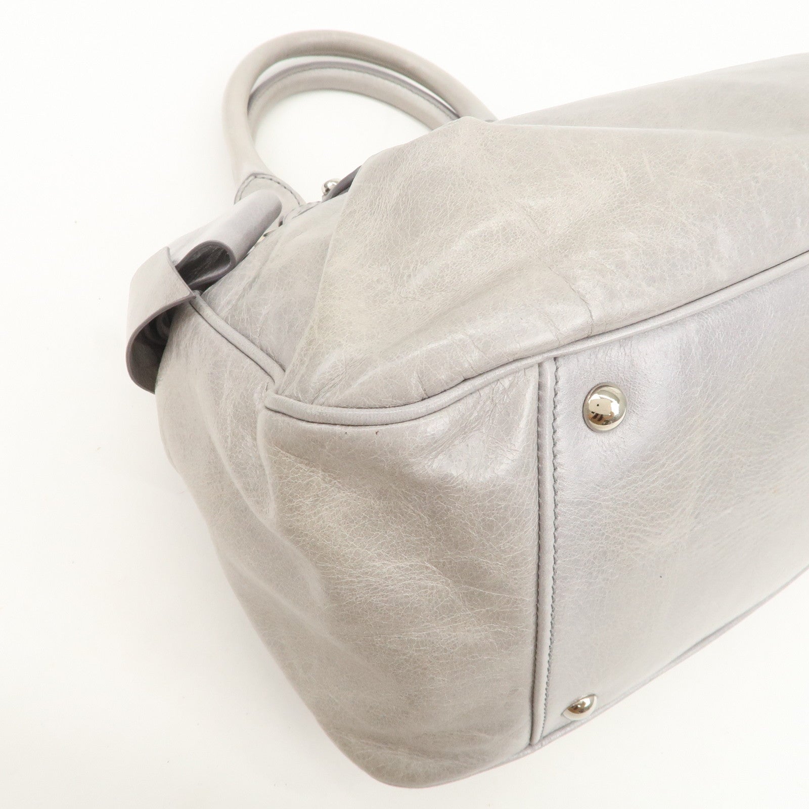 MIU MIU Vitello Lux 2Way Bag Hand Bag Shoulder Bag Gray RN0955