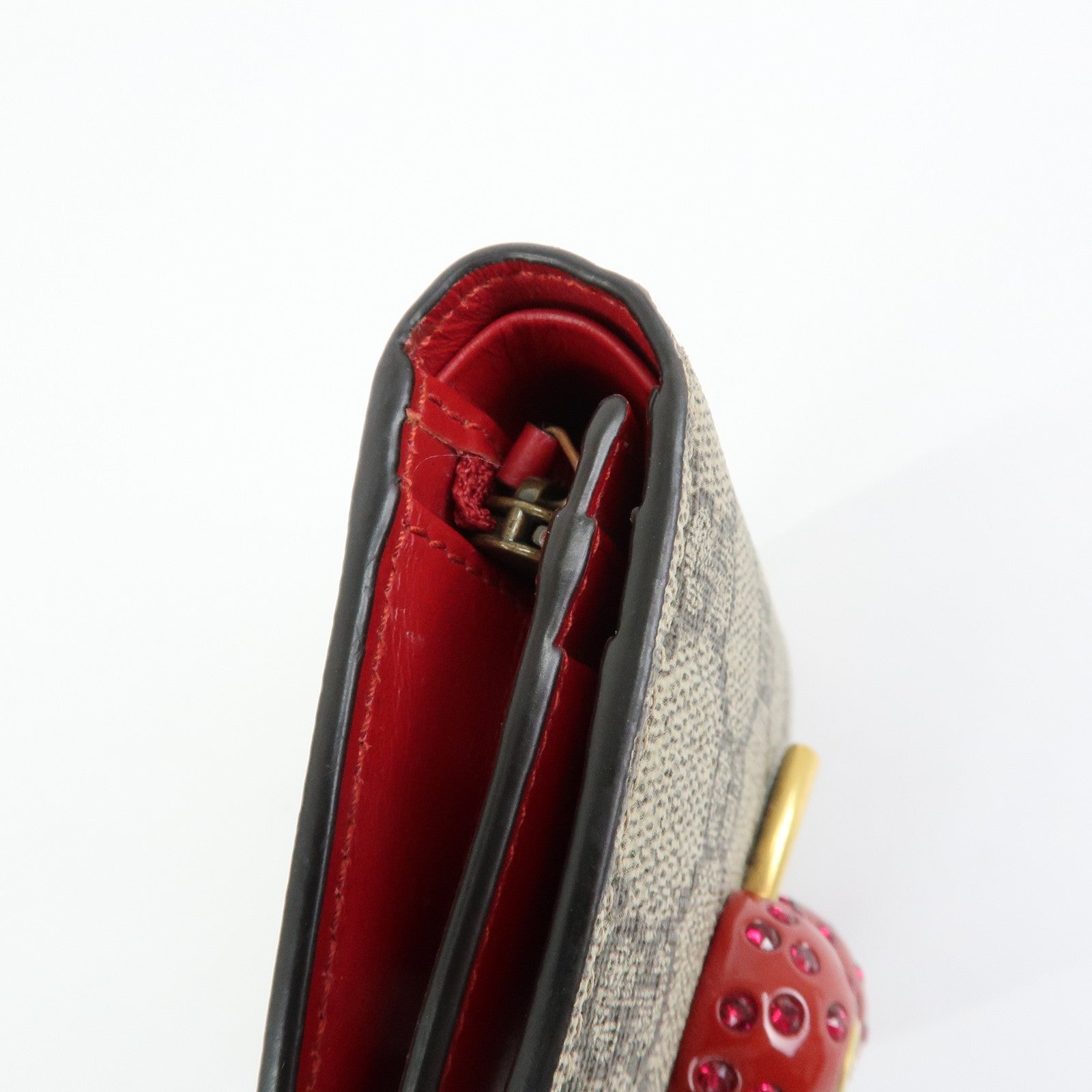 GUCCI Interlocking G GG Supereme Cherry Compact Wallet 476050