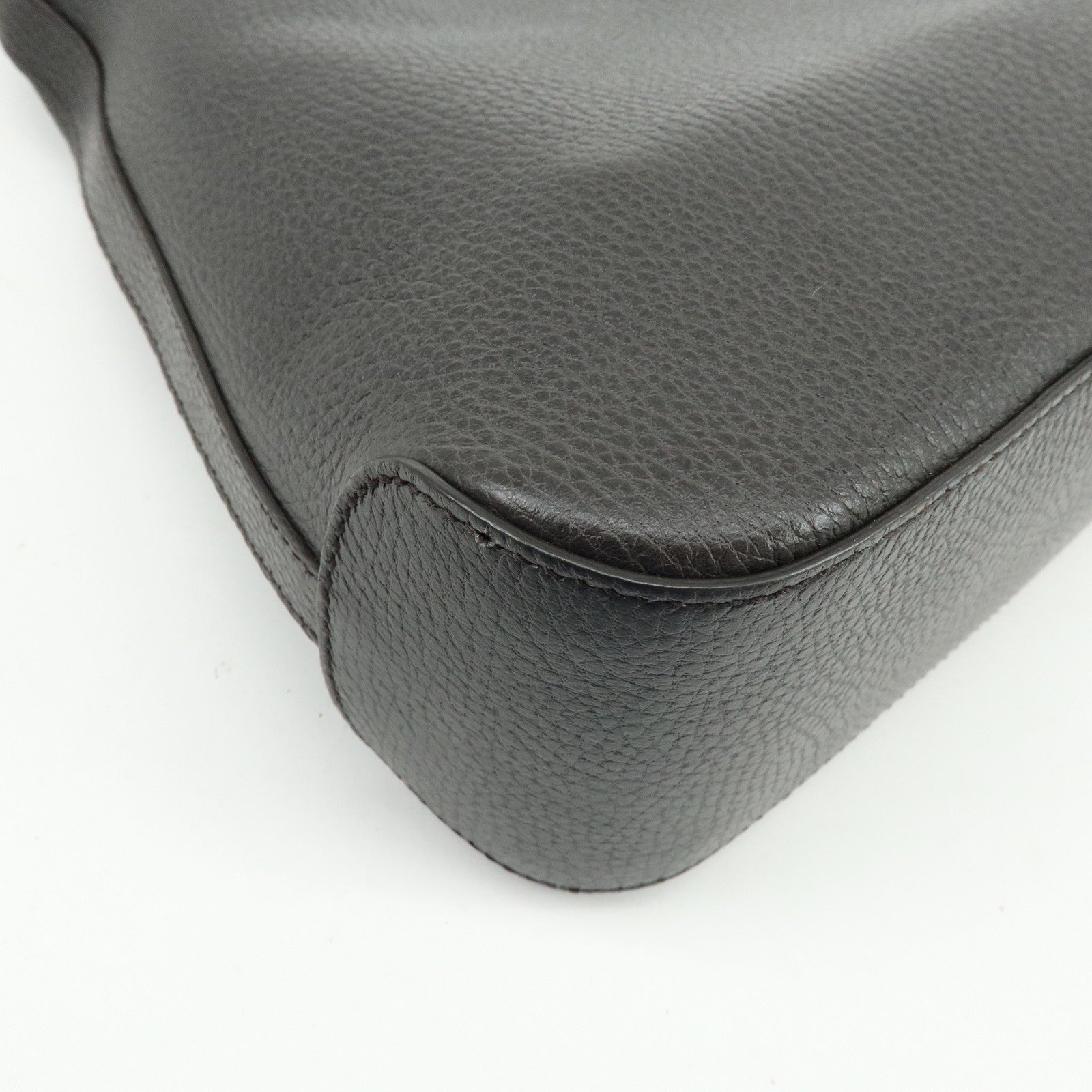 GUCCI Leather Shoulder Bag Tassel Charm Dark Brown 336659