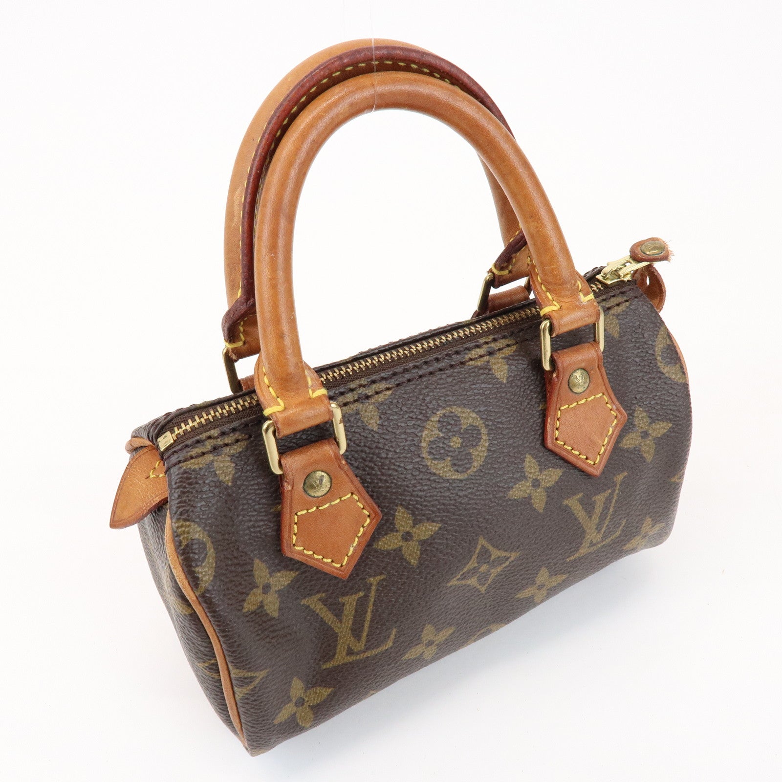 Louis Vuitton Monogram Mini Speedy Hand Bag Boston Bag Brown M41534