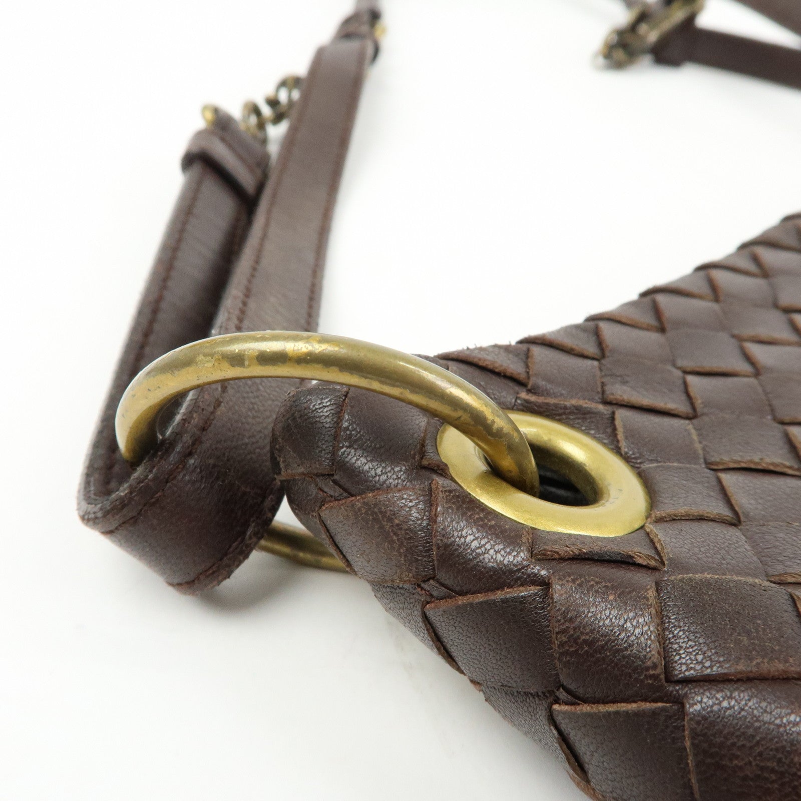 BOTTEGA VENETA Intrecciato Leather Shoulder Bag Brown 179330