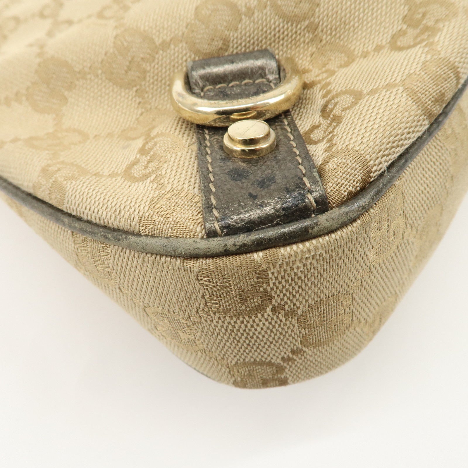 GUCCI Abbey GG Canvas Leather Shoulder Bag Beige Bronze 130738 Used