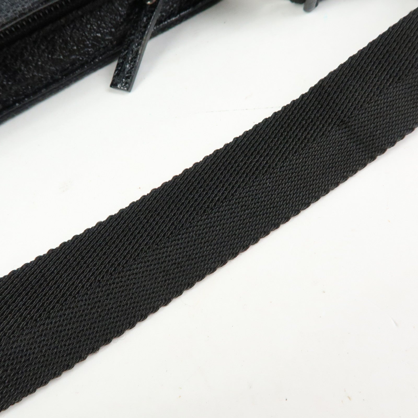 GUCCI Logo GG Canvas Leather Small Hand Bag Pouch Black 106644