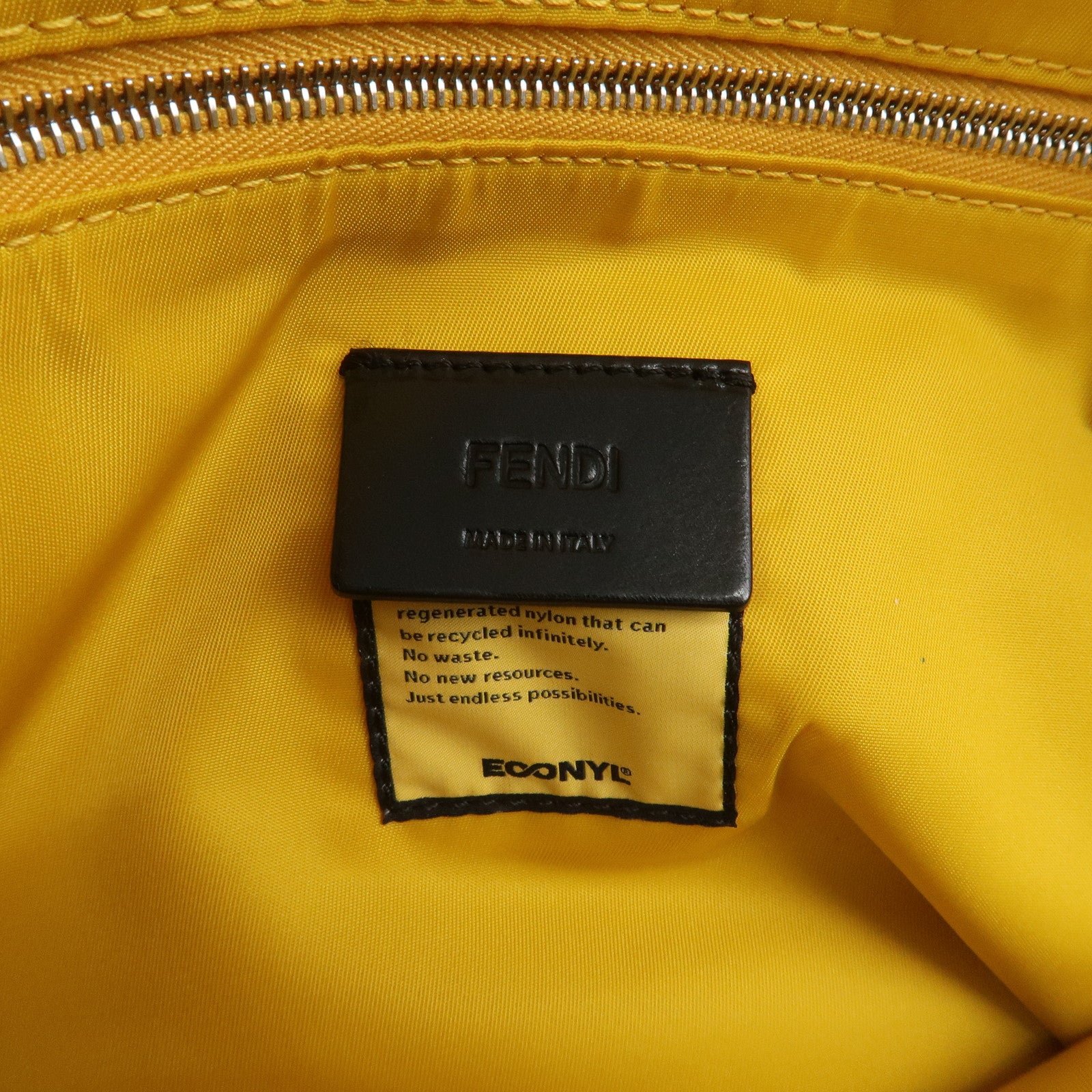 FENDI Baguette Nylon Leather 2Way Bag Hand Bag Shoulder Bag Yellow 7VA536