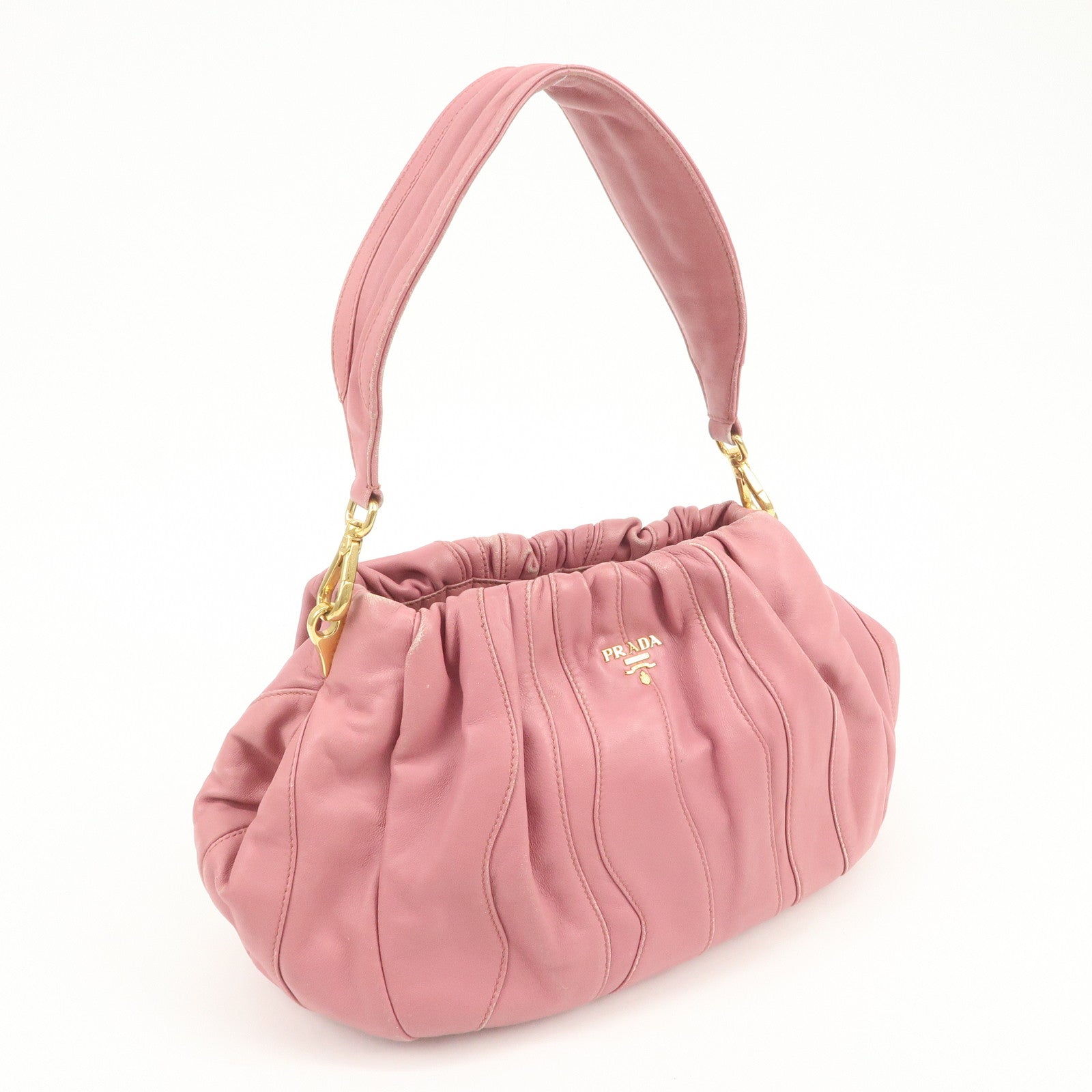 PRADA Leather 2Way Bag Hand Bag Shoulder Bag Pink BN1682