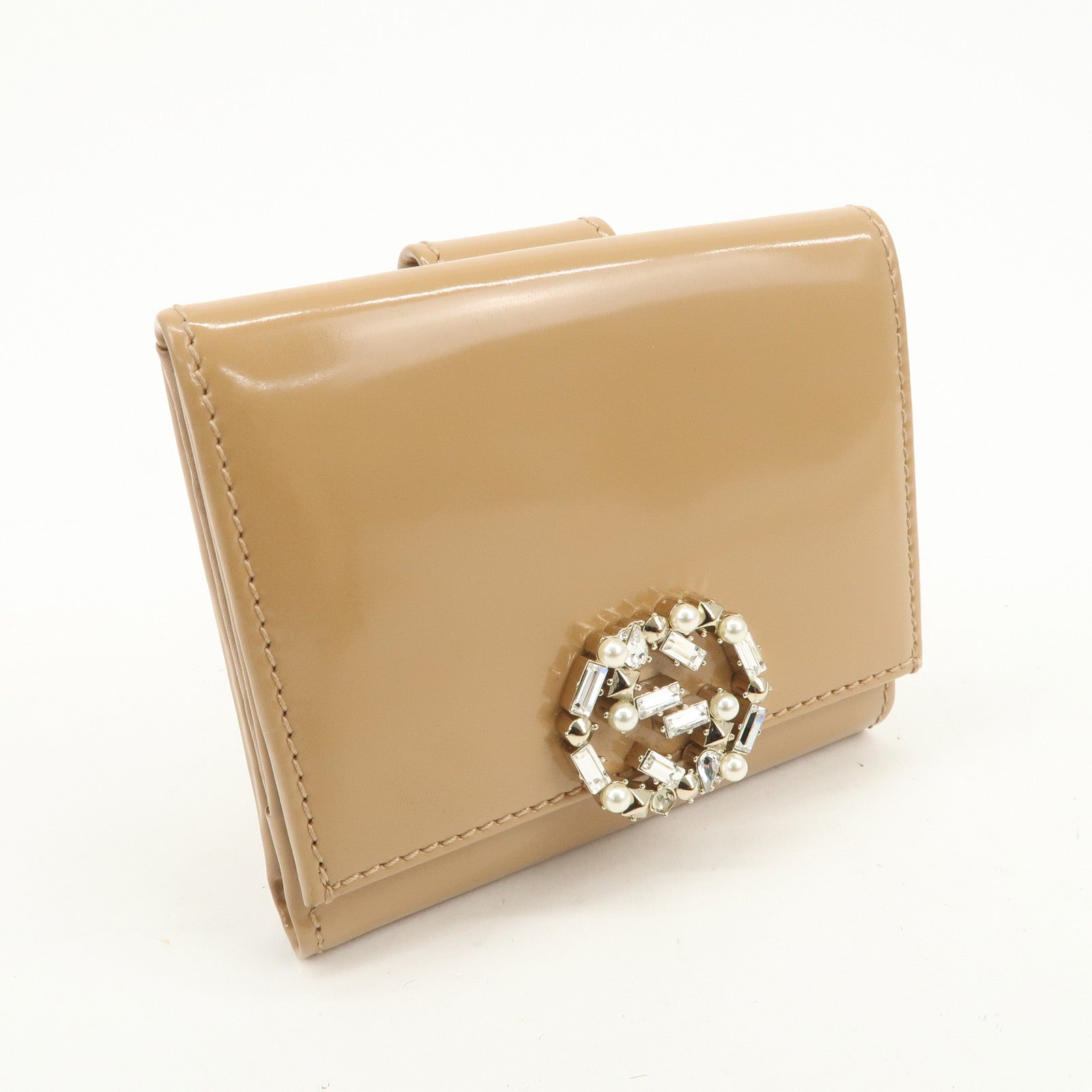 GUCCI GG Sparkling Mini French Flap W Hook Tri-fold Wallet 369688