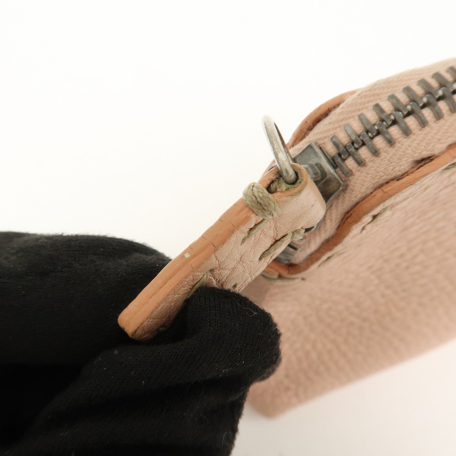 FENDI Set Of 2 Leather Zucchino Canvas Pouch Pink 8N0036 7N0038