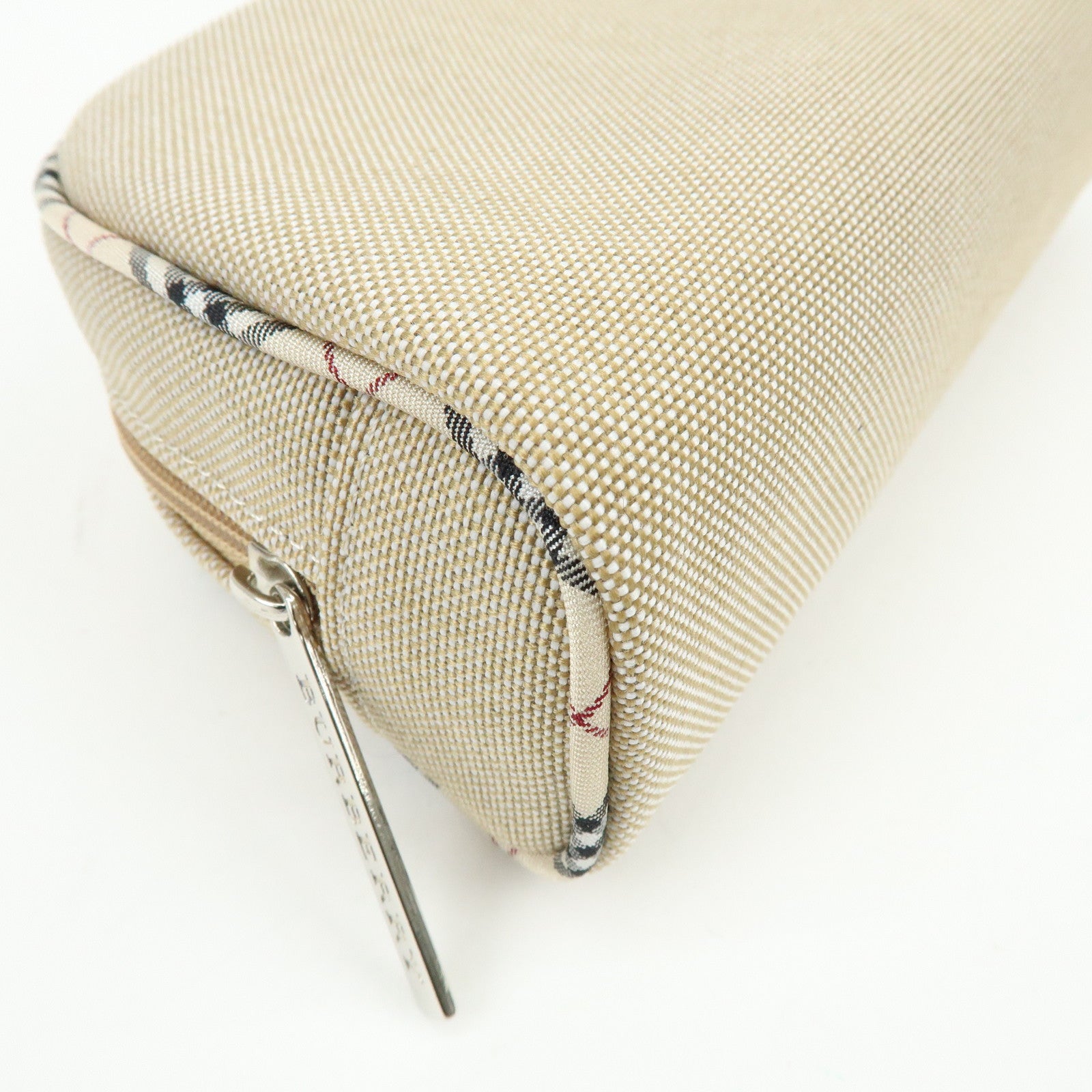 BURBERRY Set of 2 Canvas Pouch Cosmetic Case Beige Navy