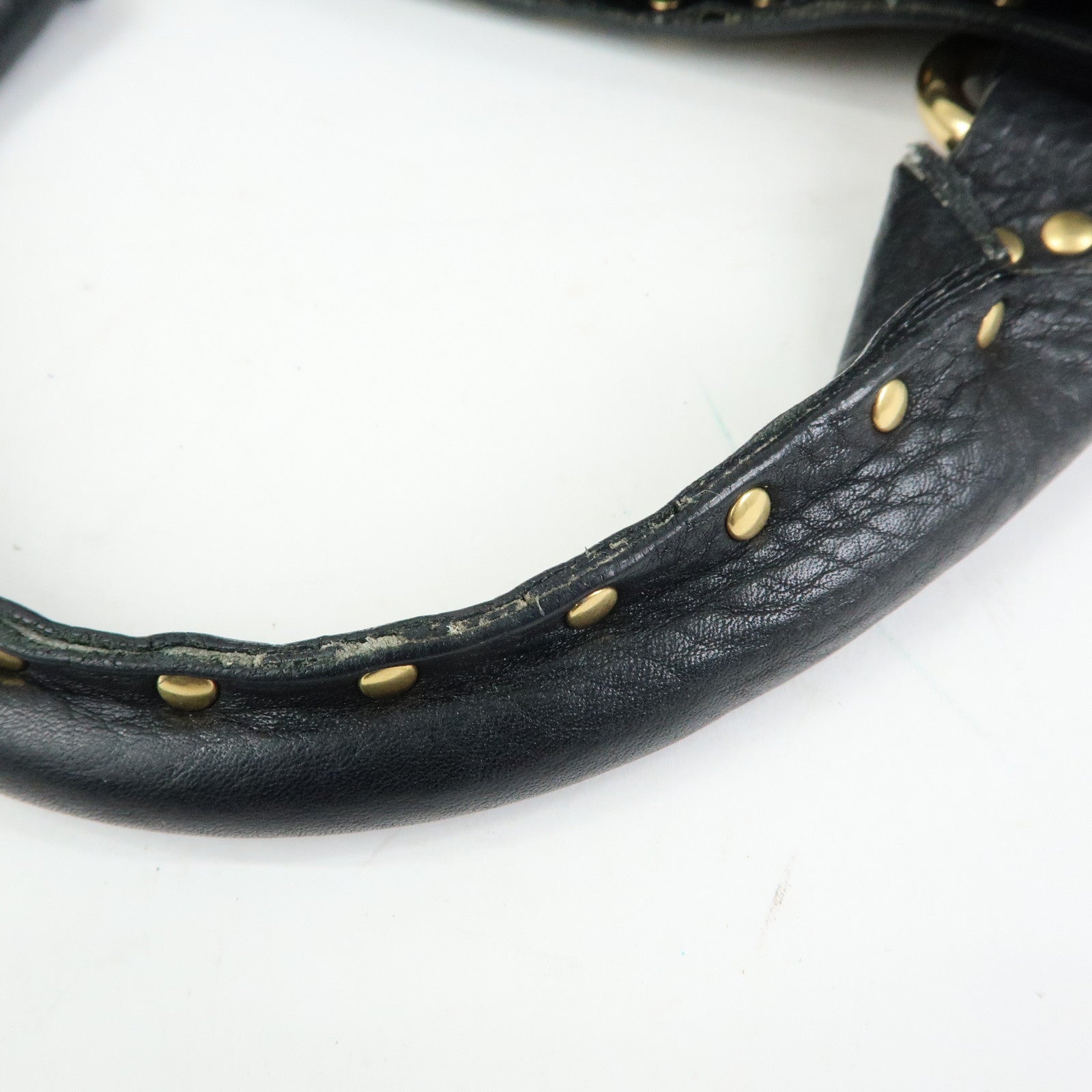 CELINE Boogie Bag Leather Hand Bag Tote Bag Black Studs