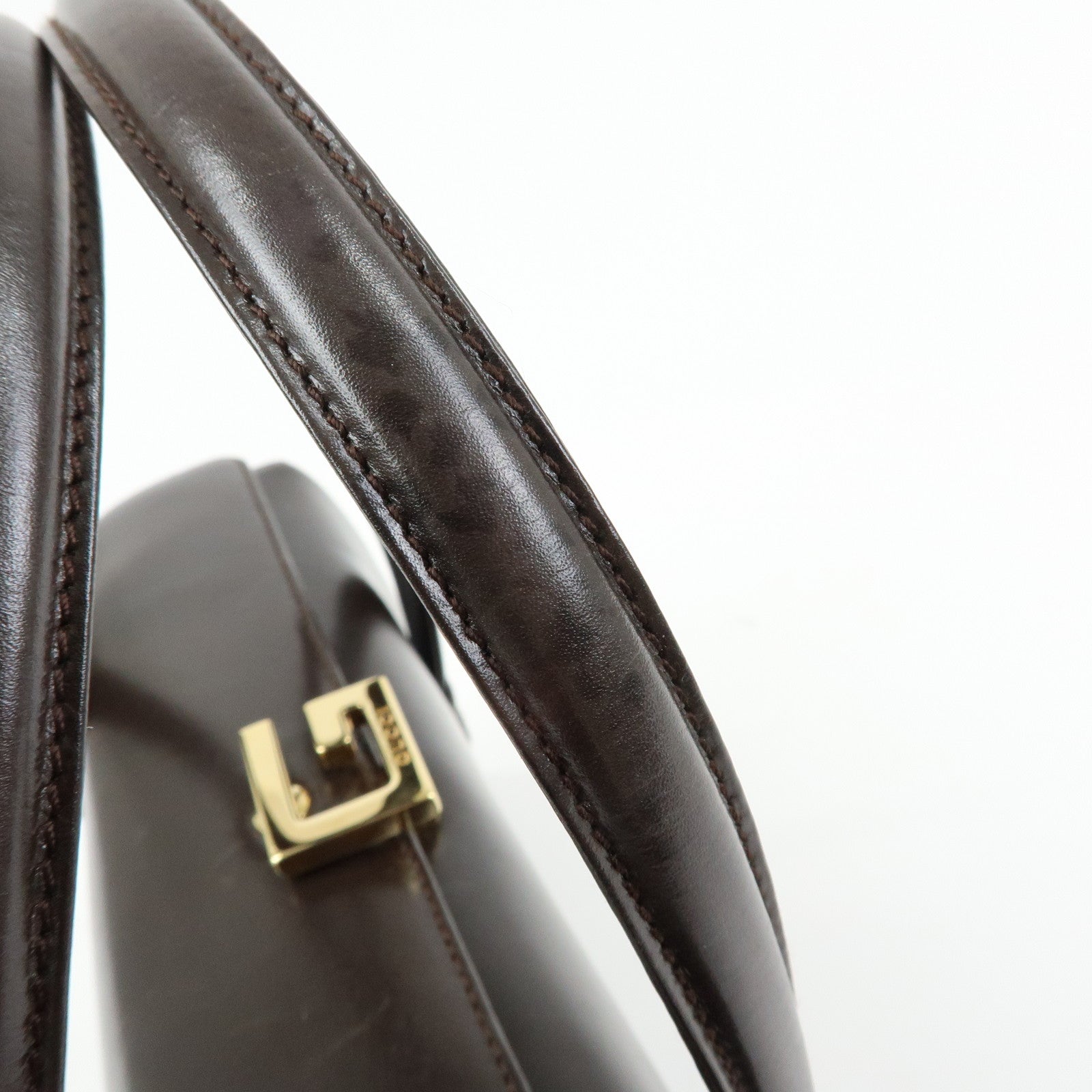 GUCCI Leather Hand Bag Dark Brown 000・1448・0539