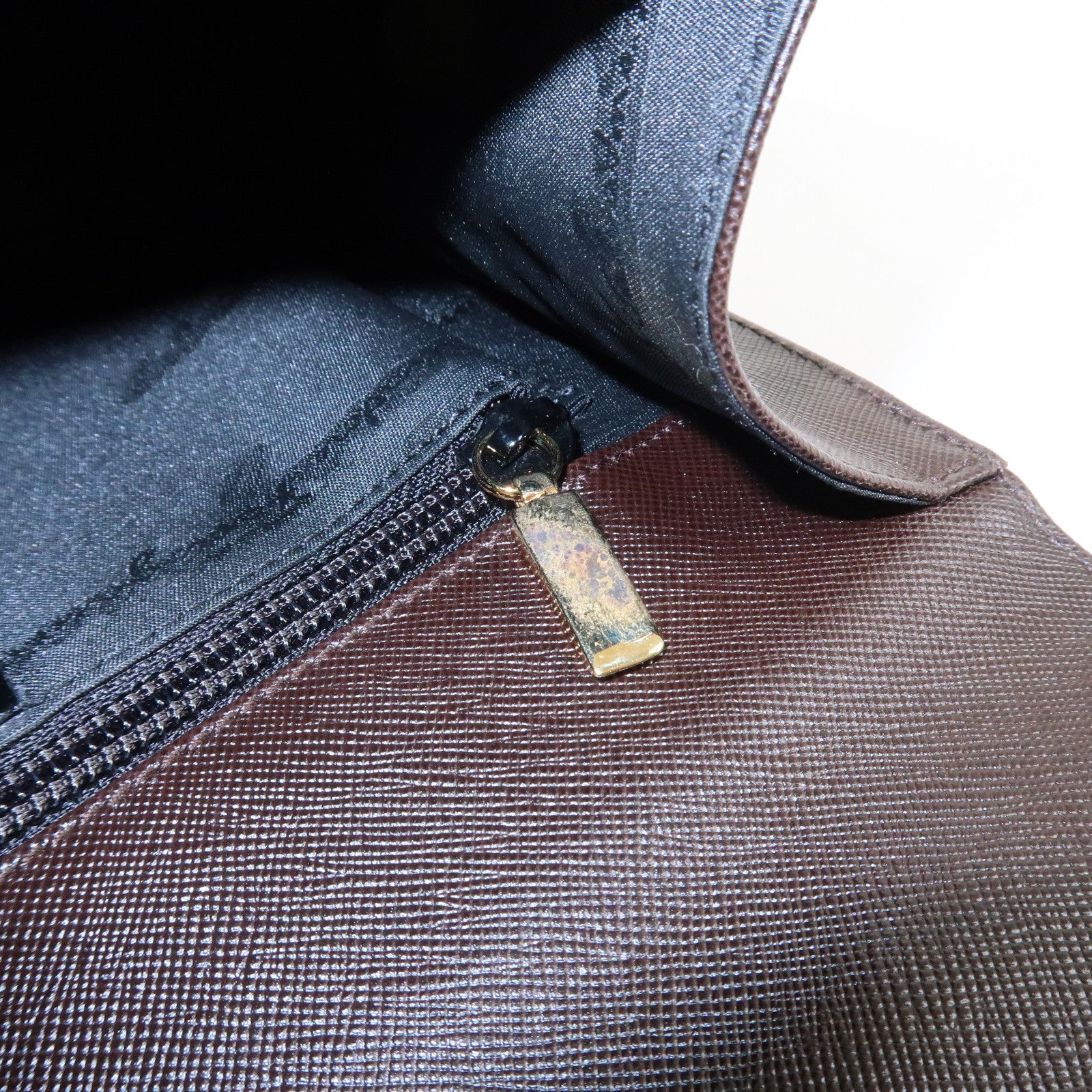 Ferragamo Gancini Leather 2Way Bag Hand Bag Shoulder Bag Dark Brown