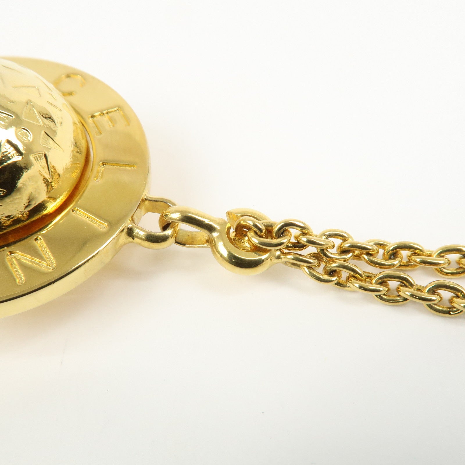 CELINE Saturn Motif Metal Bag Charm Key Holder Gold