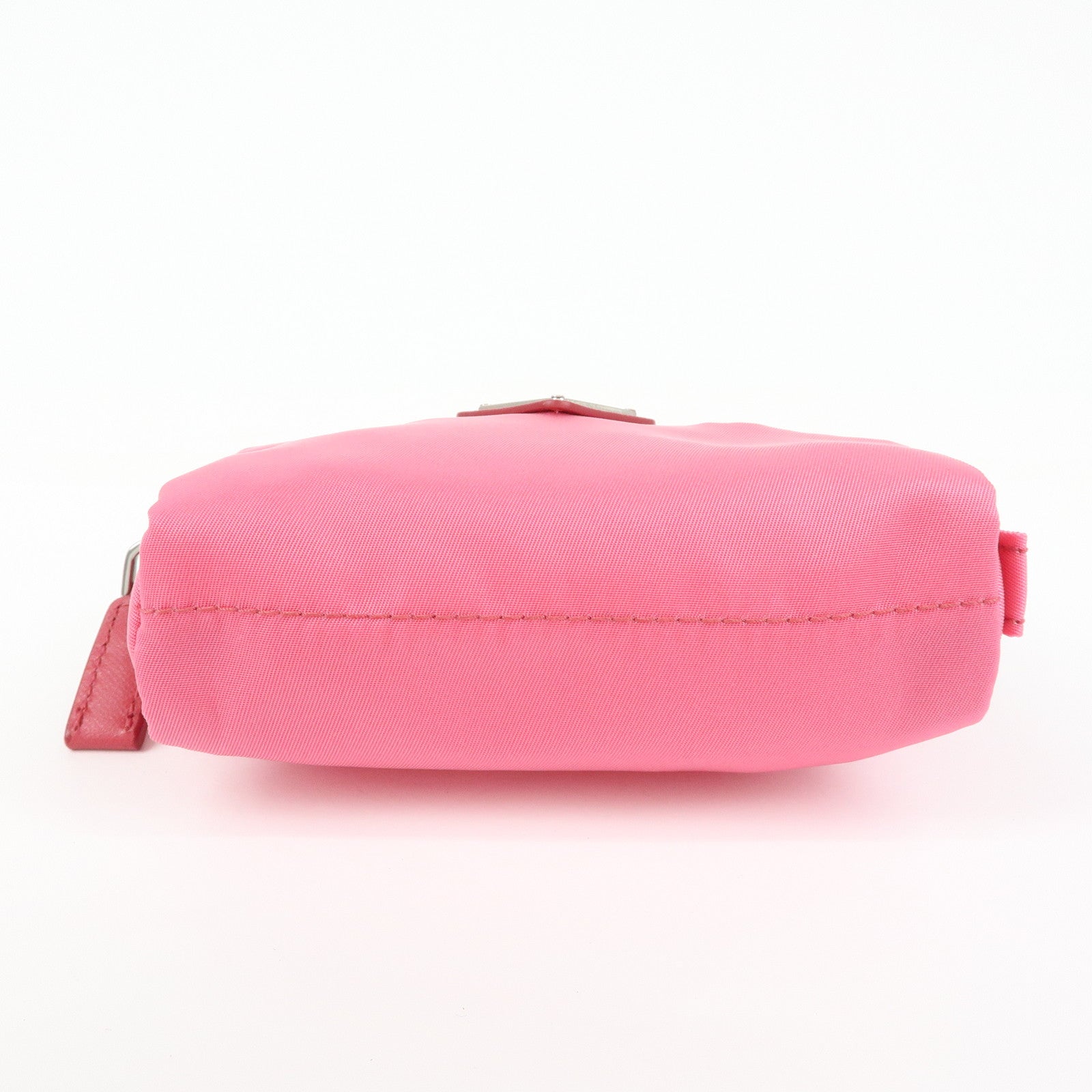 PRADA Triangle Logo Nylon Cosmetic Pouch Pink 1N0399
