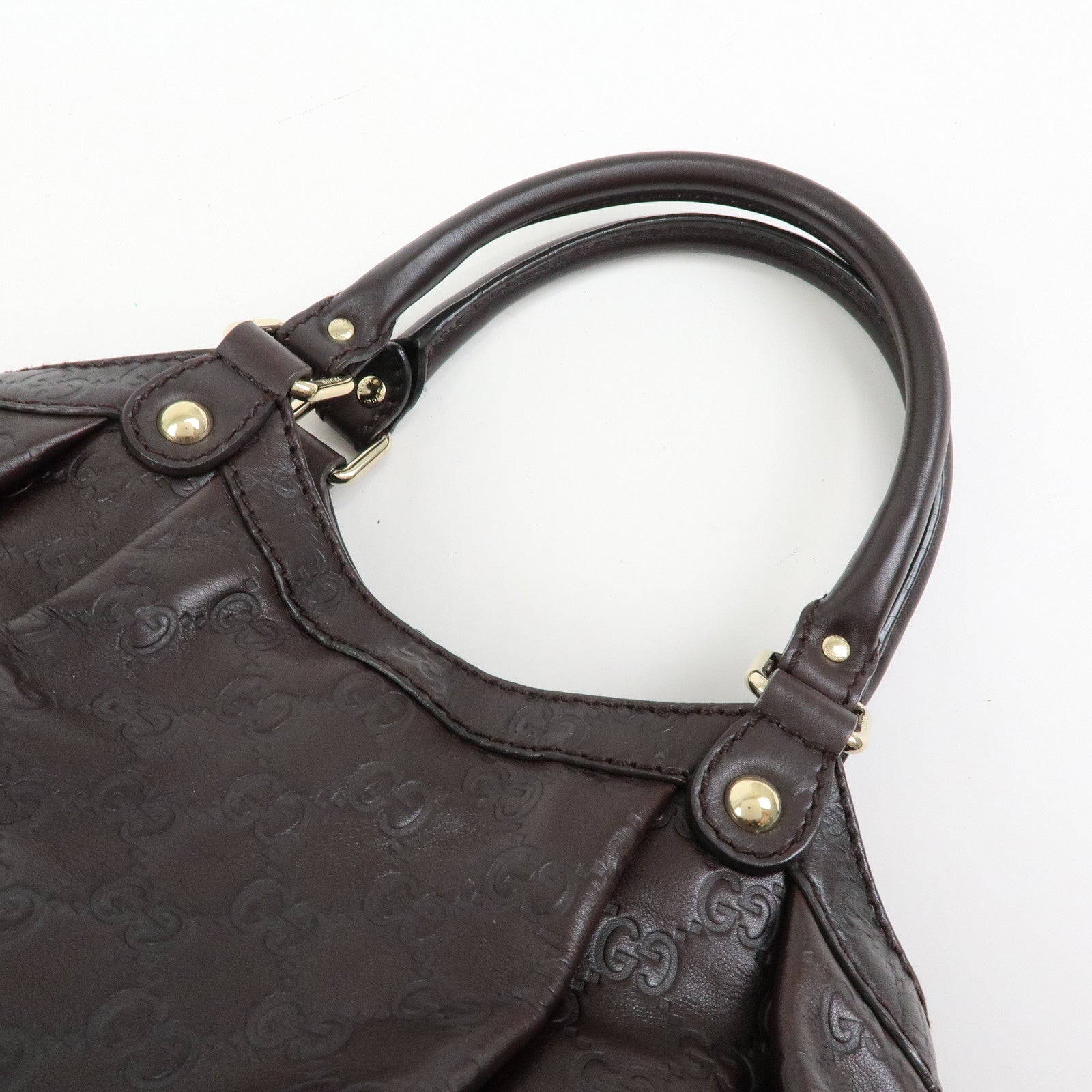 GUCCI Sukey Guccissima Leather Tote Bag Hand Bag Dark Brown 211944