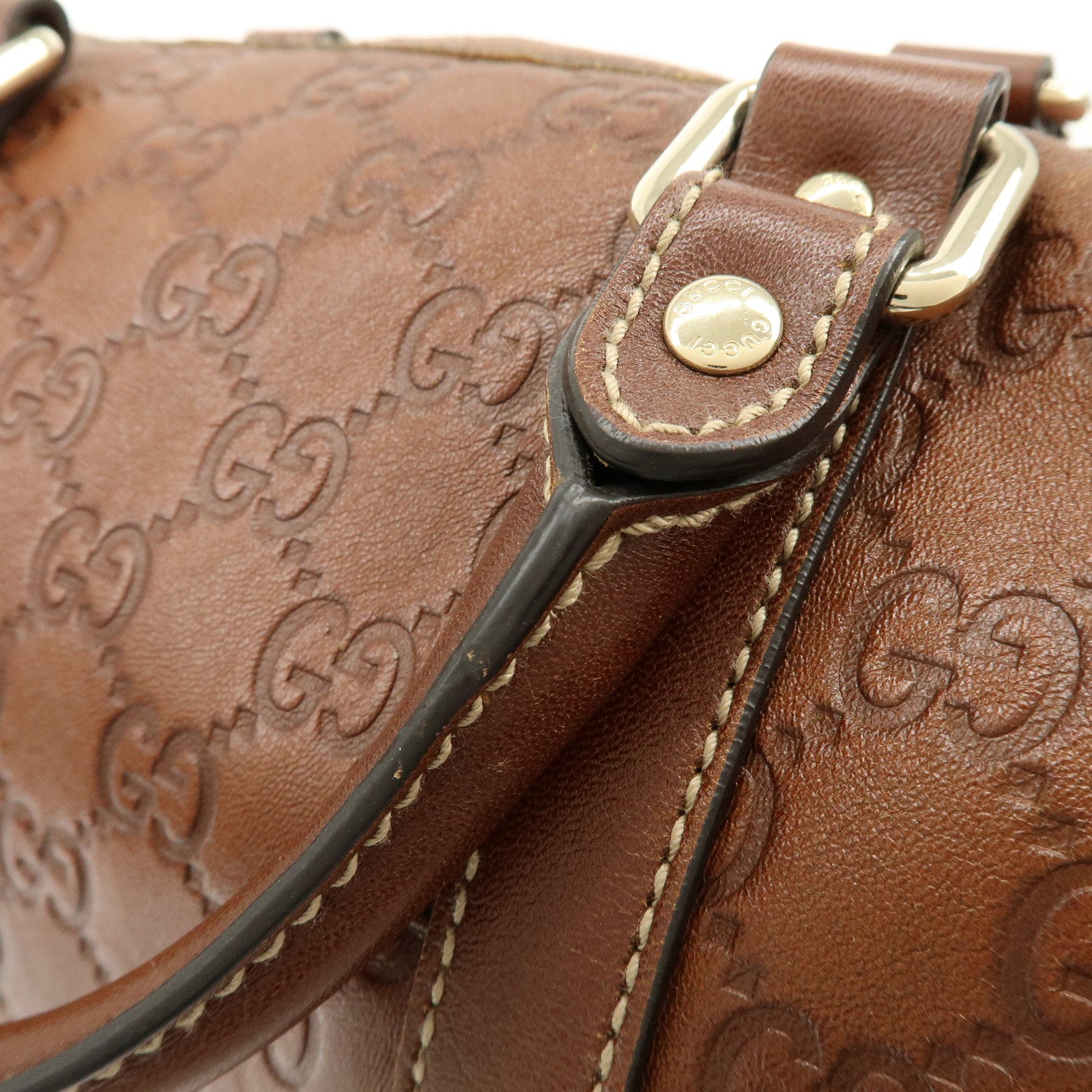 GUCCI Guccissima Leather Boston Bag Hand Bag Brown 193603