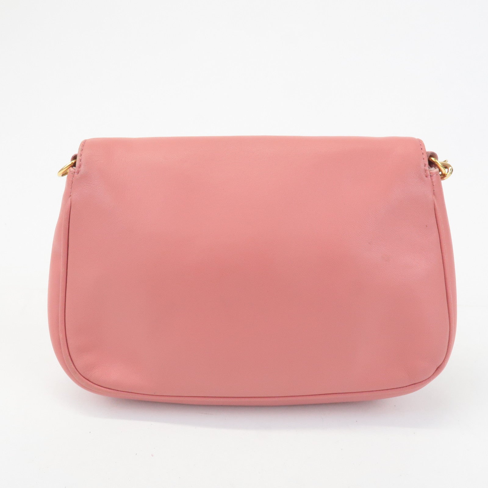 FENDI Leather Chain Shoulder Bag Purse Gold HDW Pink 8M0276 Used