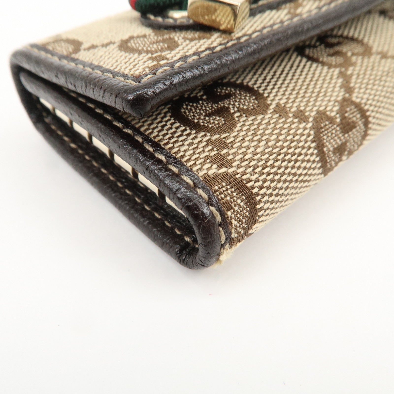 GUCCI Princy Sherry GG Canvas Leather 6 Rings Key Case Brown 162770