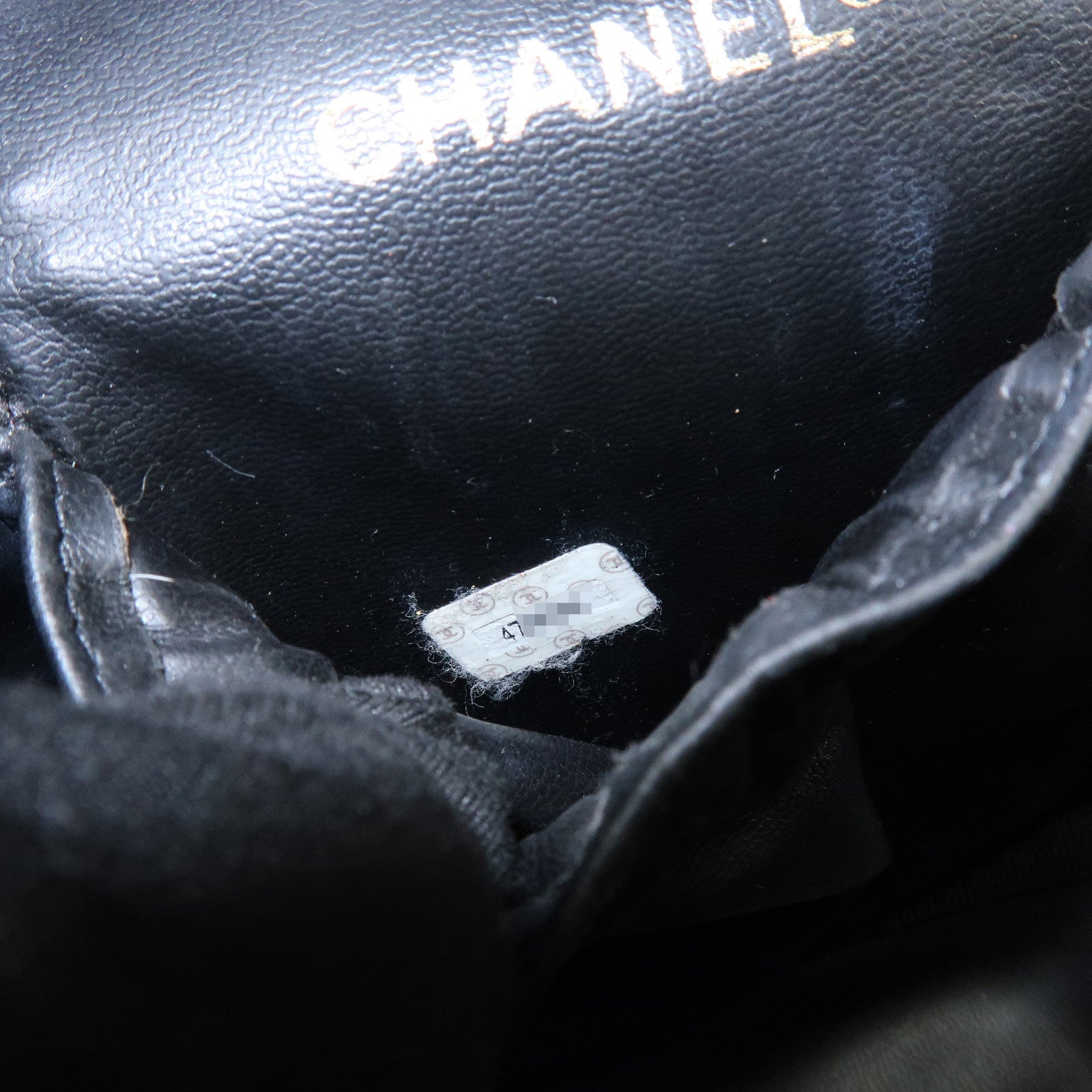 CHANEL Bicolore Lamb Skin Vanity Bag Hand Bag Black A01619