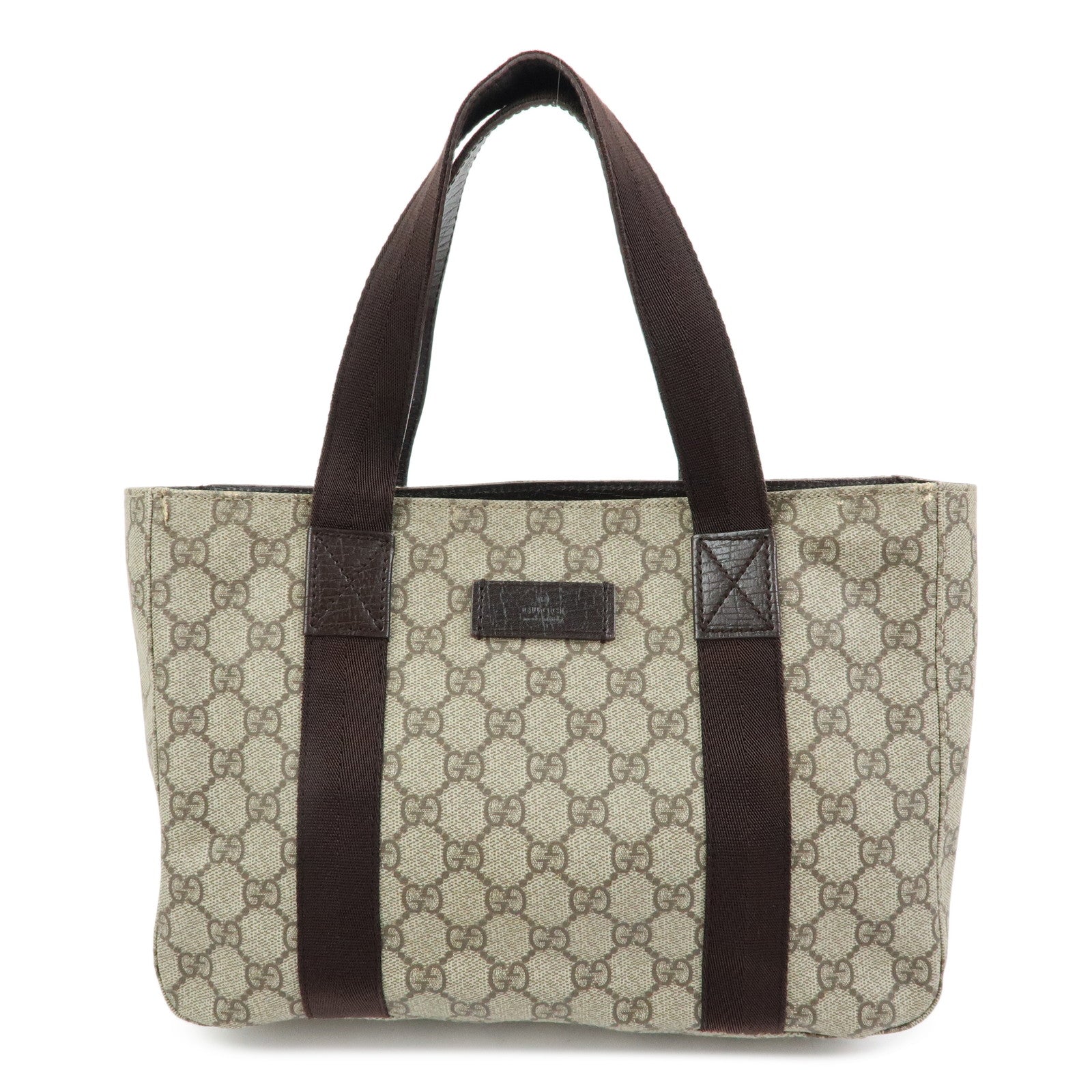 GUCCI GG Supreme Leather Tote Bag Hand Bag Beige Brown 141976