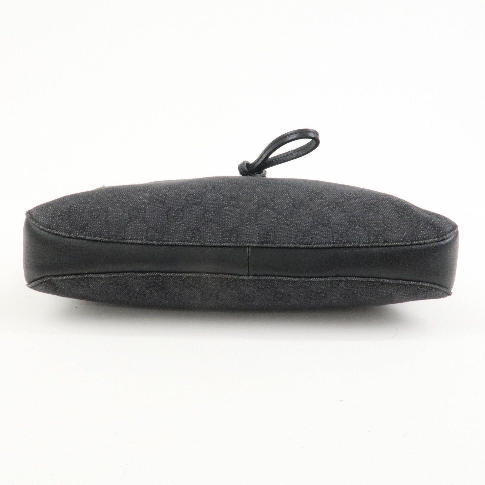 GUCCI Horsebit GG Canvas Leather Shoulder Bag Black 101975