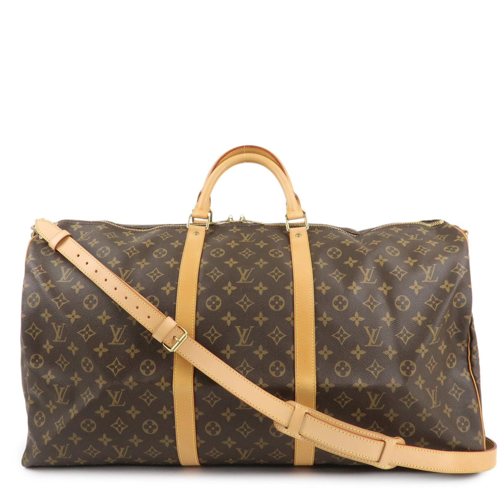 Louis Vuitton Monogram Keep All Bandouliere 60 Bag Brown M41412 Used