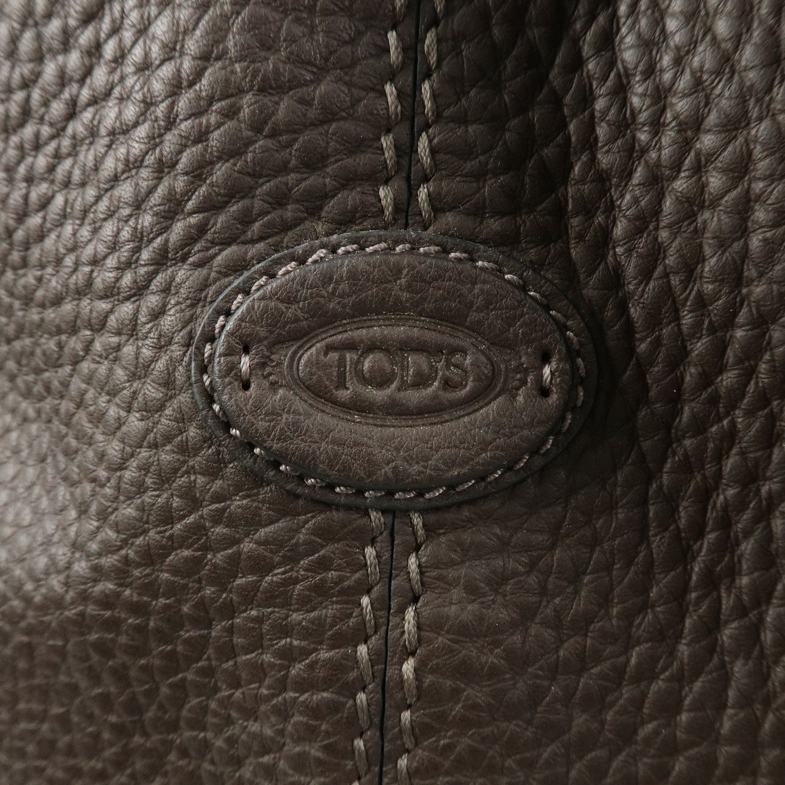 TOD'S Logo Leather Shoulder Bag Hand Bag Brown