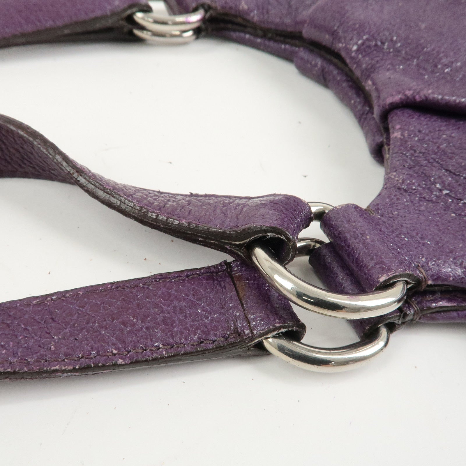 PRADA Leather Tote Bag Shoulder Bag Purple Silver