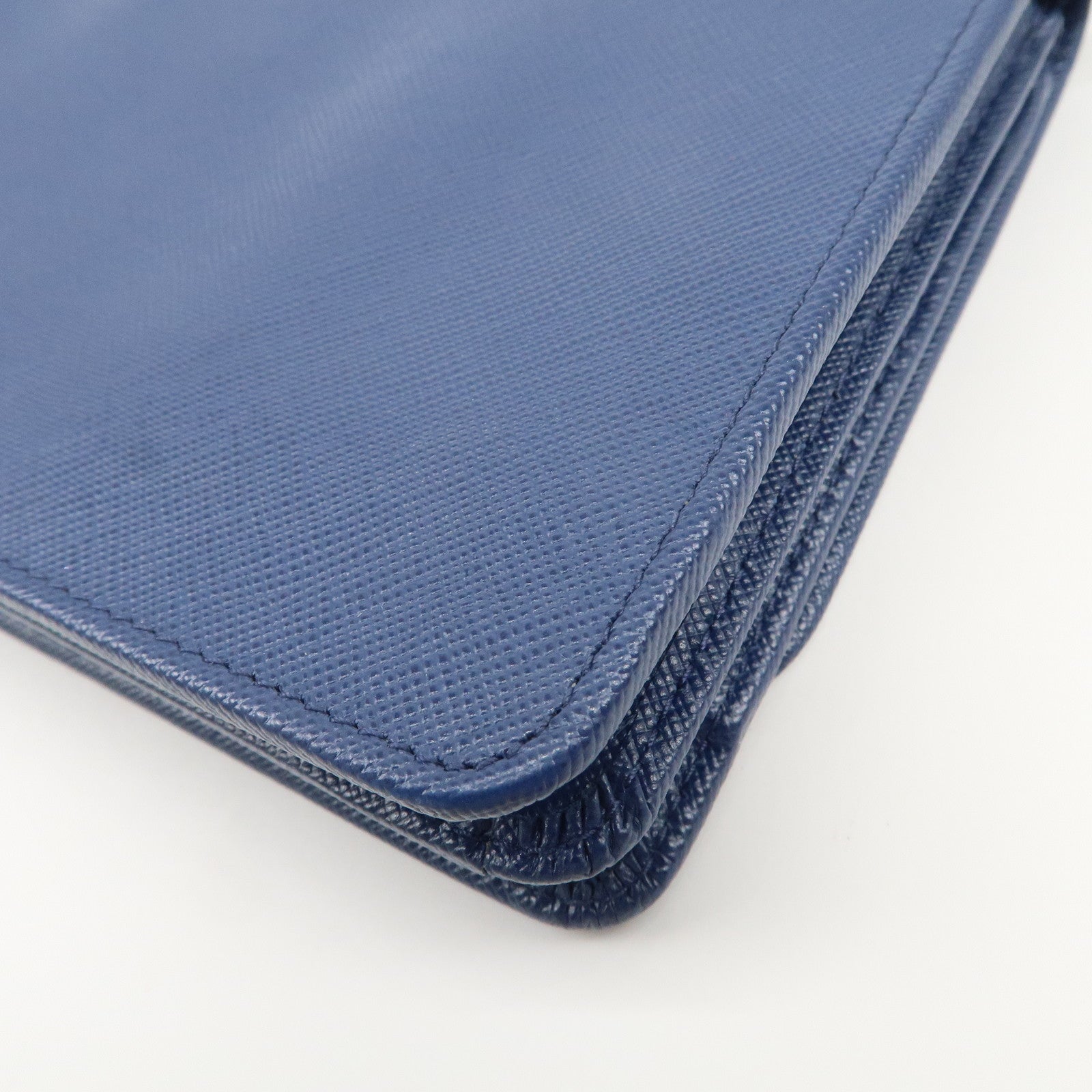 PRADA Logo Saffiano Leather Shoulder Bag Crossbody Bag Blue 1M1361