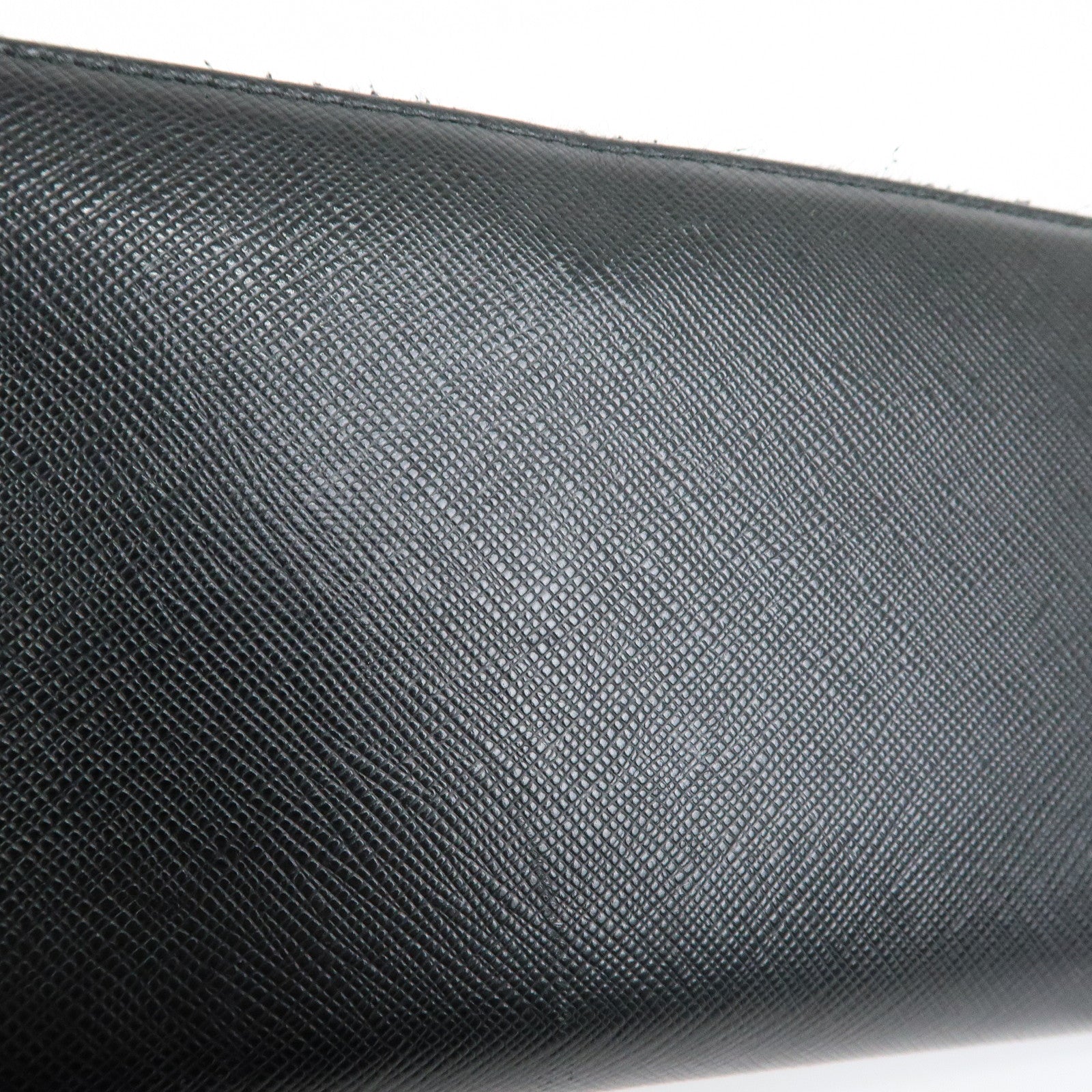 PRADA Logo Saffiano Leather Round Zippy Long Wallet Ribbon 1ML506