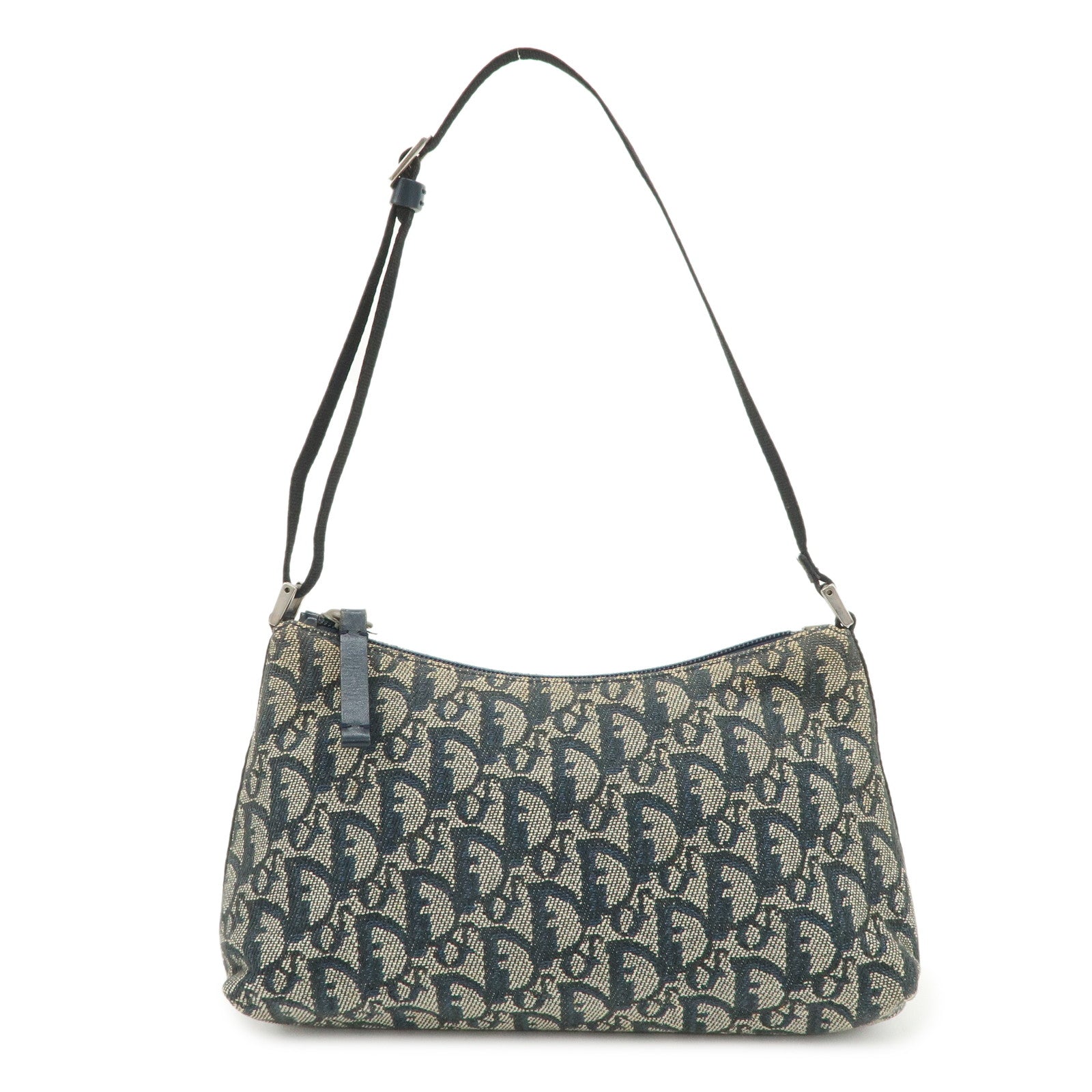 Christian Dior Trotter Canvas Leather Shoulder Bag Hand Bag Navy