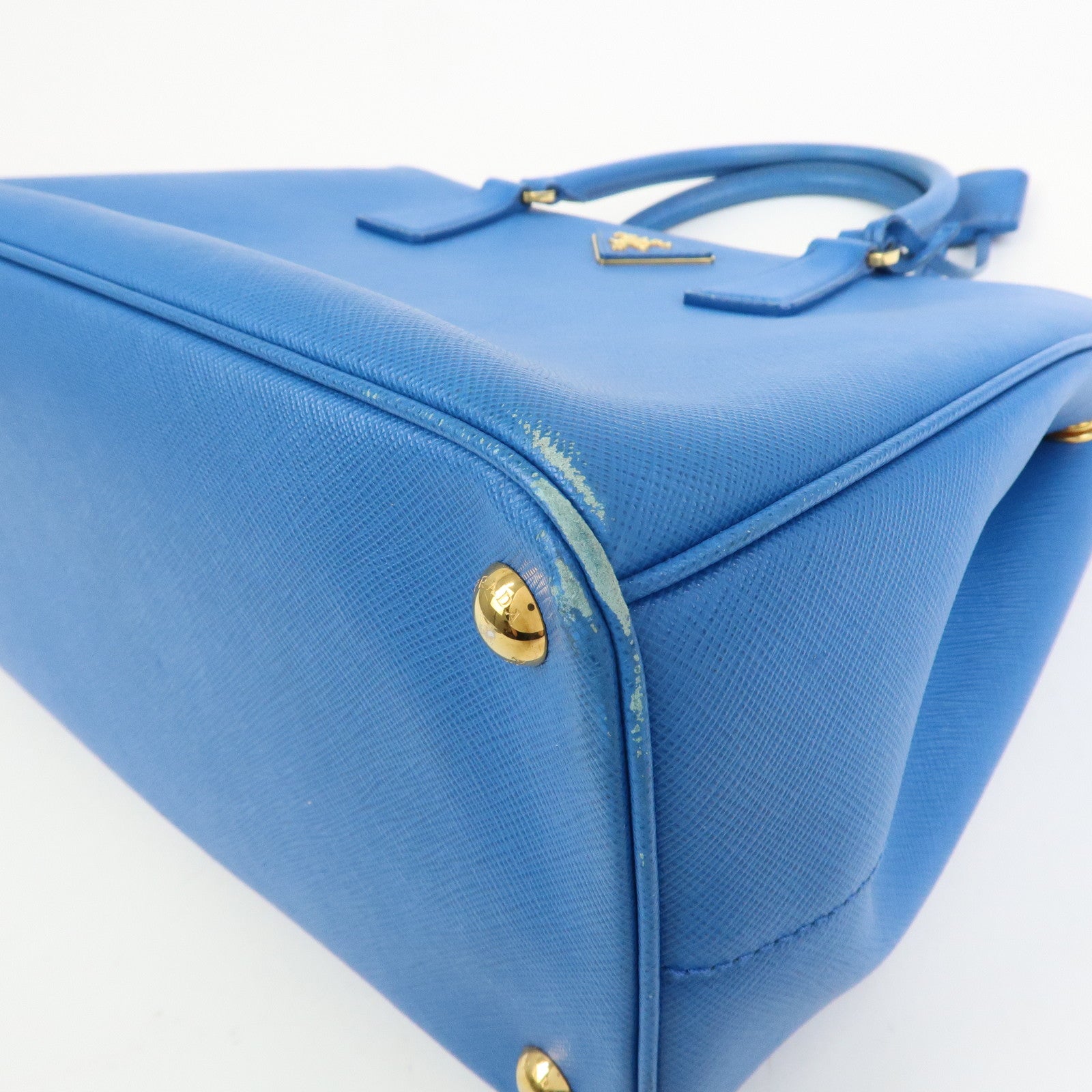 PRADA Triangle Logo Galleria Saffiano Leather 2Way Bag Blue 1BA274