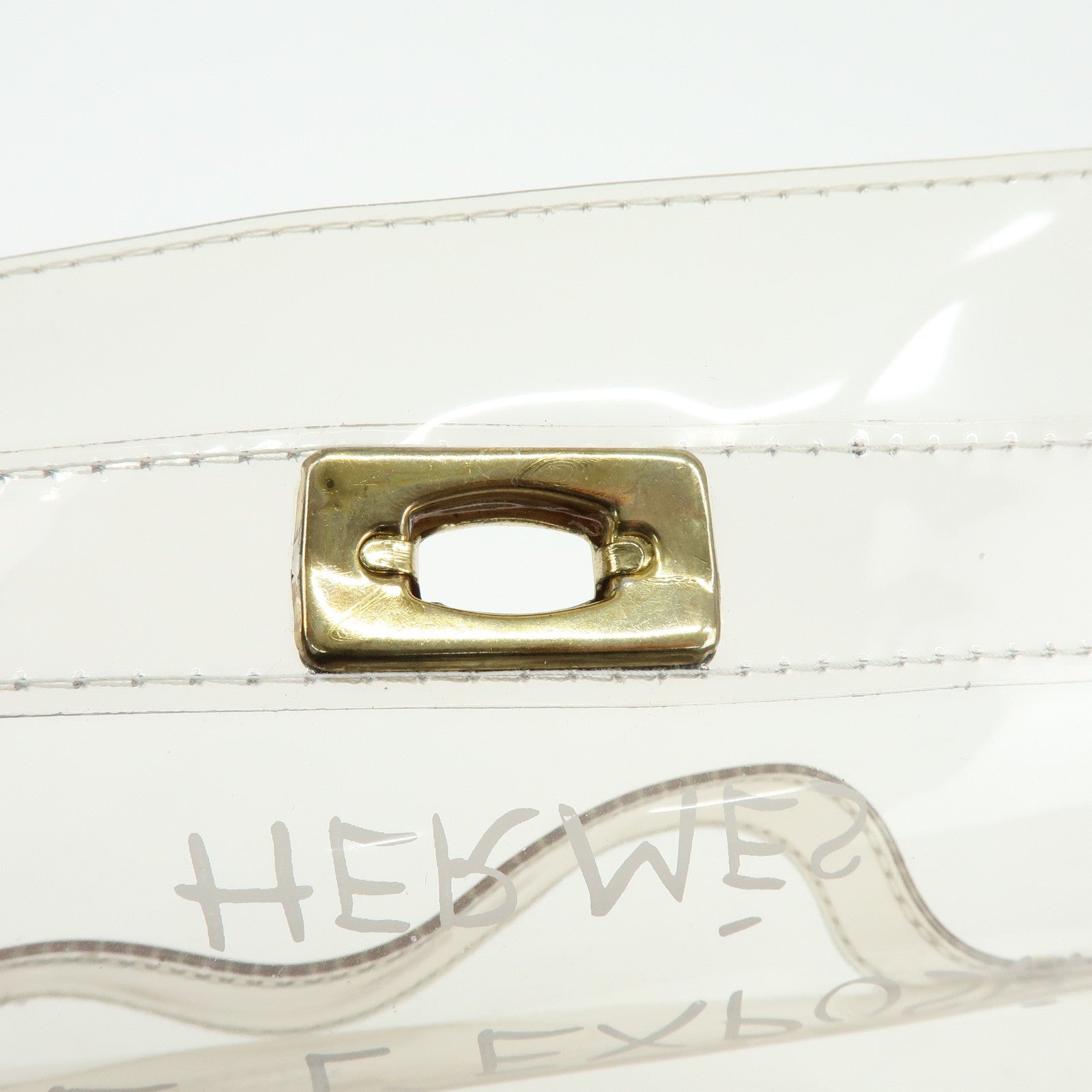 HERMES Kelly Vinyl Hand Bag Clear Transparent