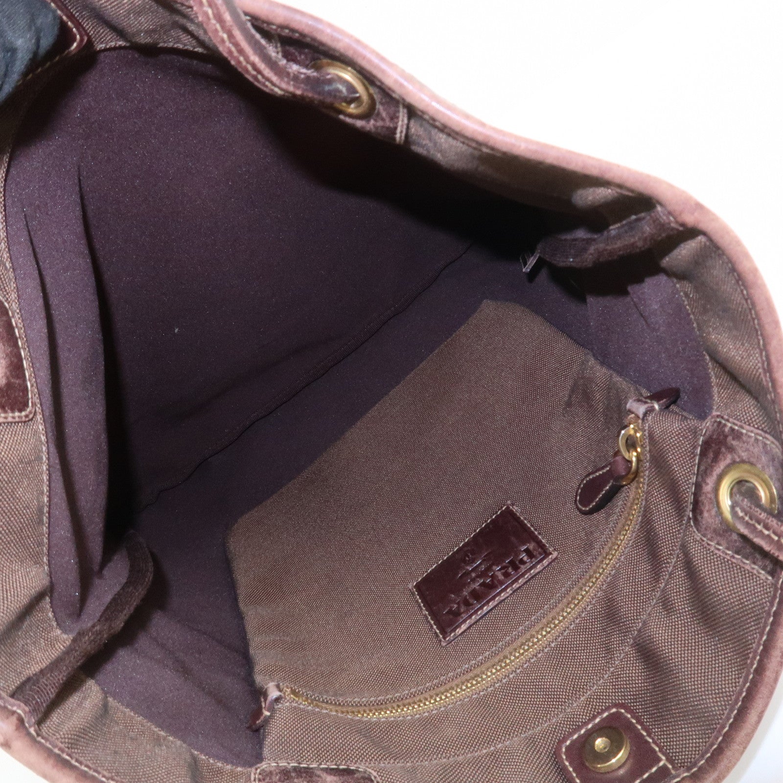 PRADA Jacauard Canvas Leather Tote Bag Shoulder Bag Brown BR3579