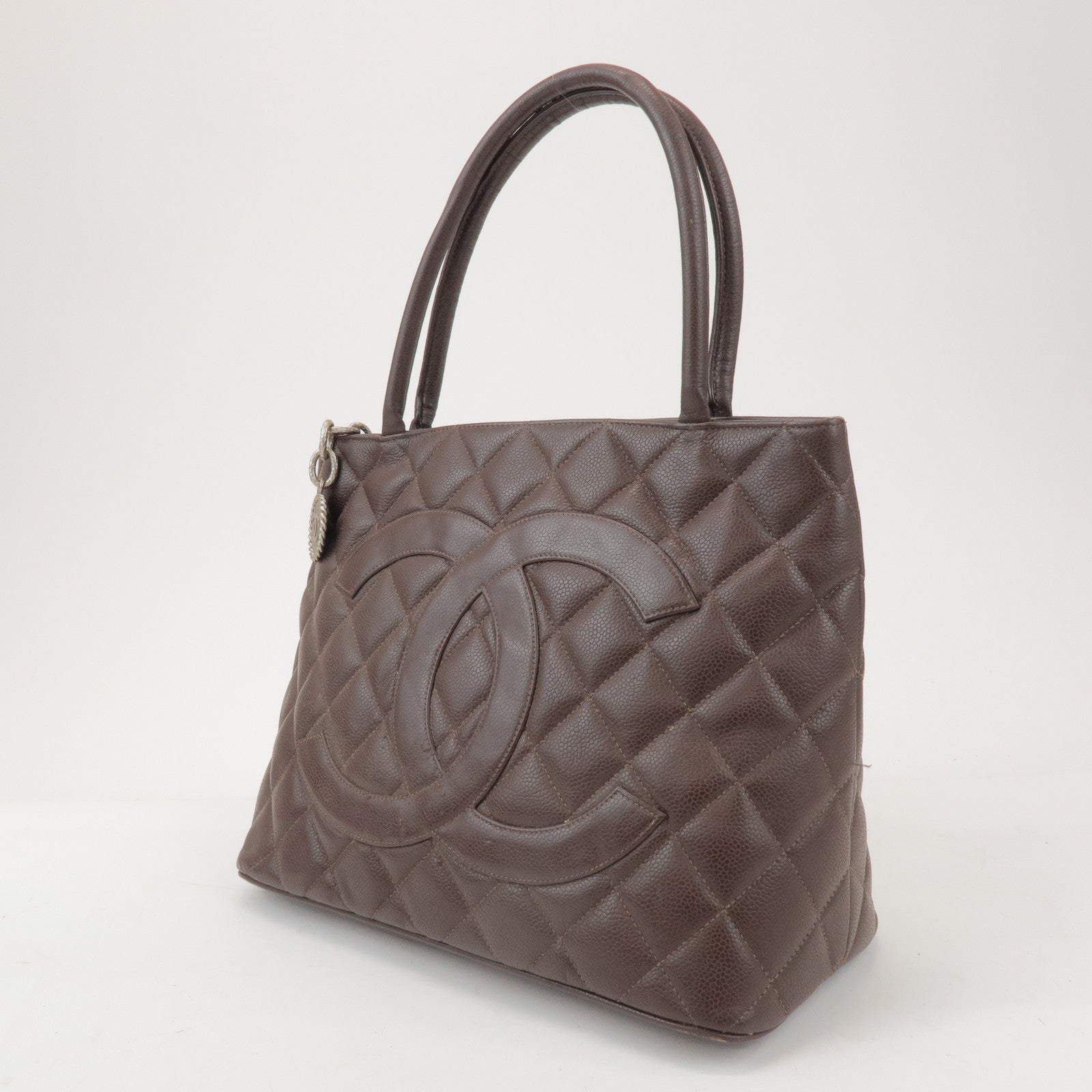 CHANEL Matelasse COCO Mark Caviarskin Medallion Tote Bag A01804