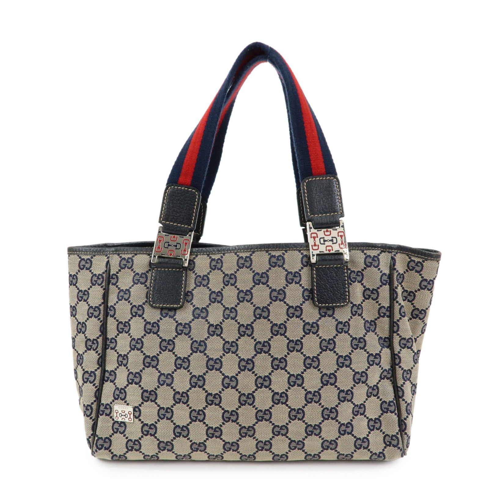 GUCCI Sherry Horsebit GG Canvas Leather Tote Bag Hand Bag 145810