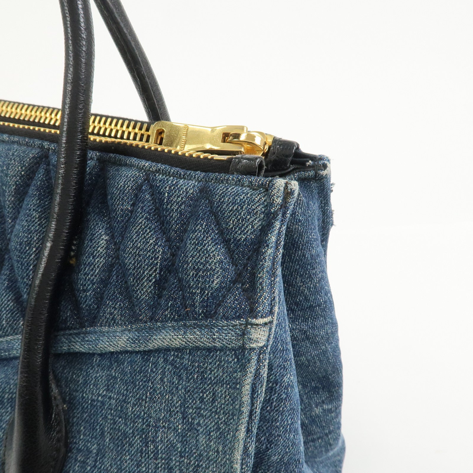 MIU MIU Biker Denim 2Way Hand Bag Shoulder Bag Blue RN1031