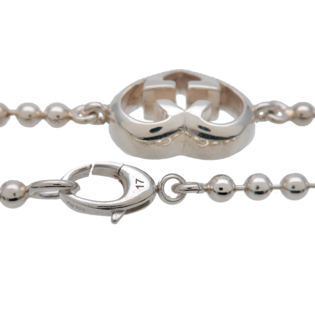 GUCCI Lovely Heart Love Britt Beads Bracelet SV925 Silver 246575