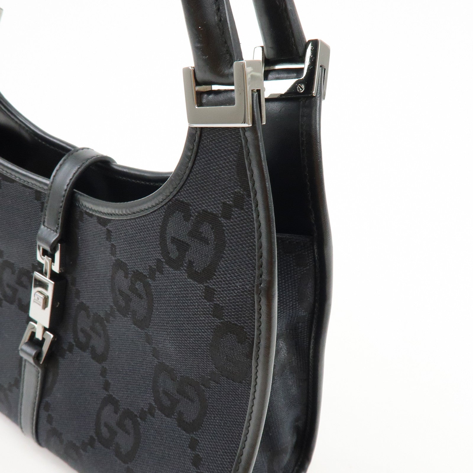 GUCCI Jackie GG Canvas Leather Shoulder Bag Hand Bag Black 002.1068