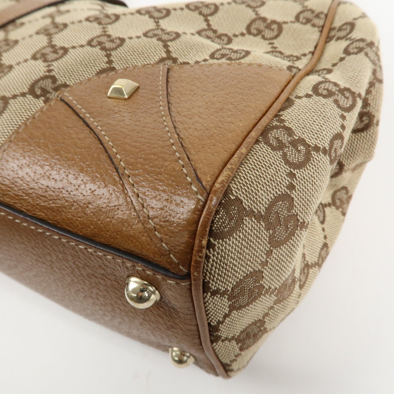 GUCCI New Jackie GG Canvas Leather Shoulder Bag Brown 124407 Used