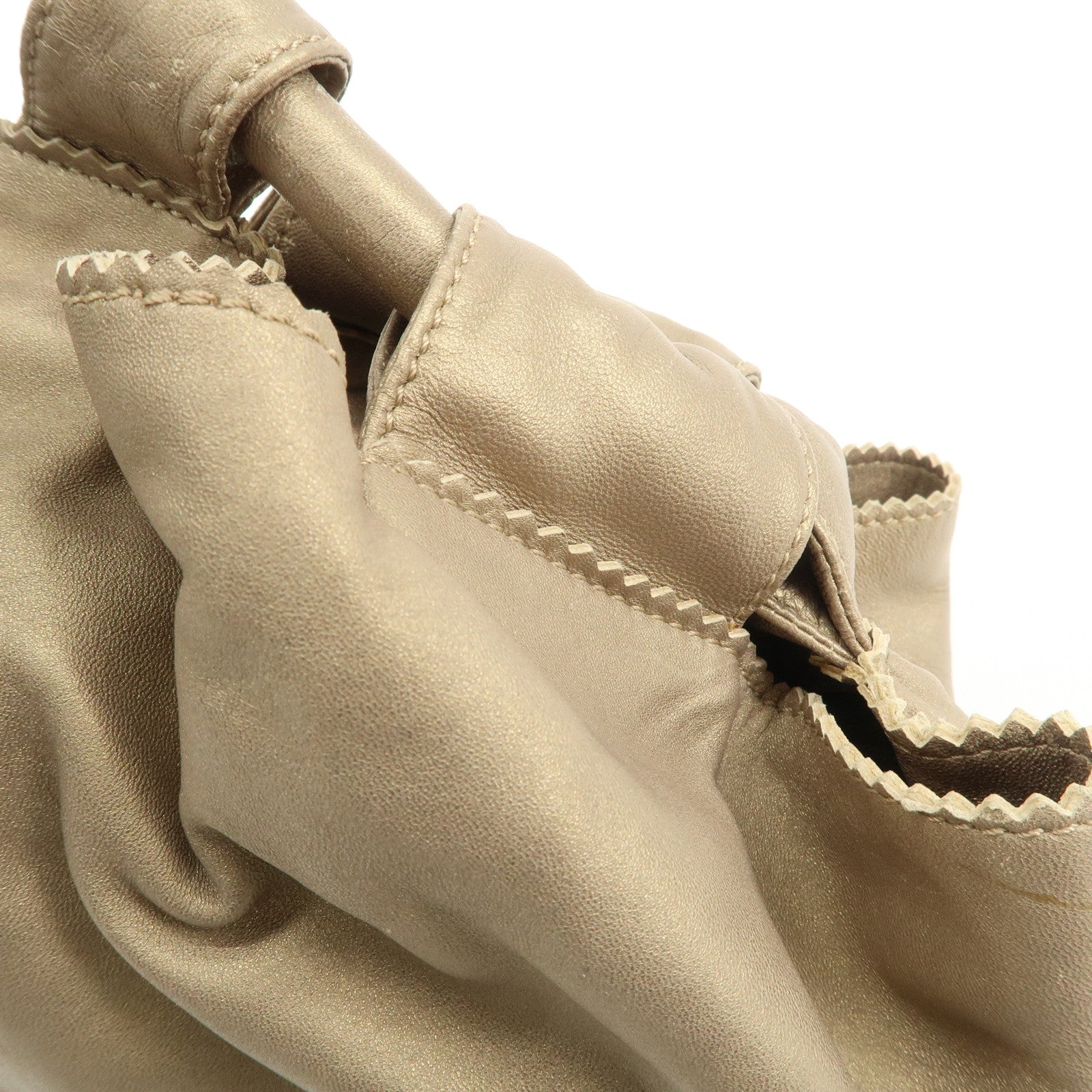 LOEWE Anagram Leather Nappa Aire Hand Bag Tote Bag Gold Used