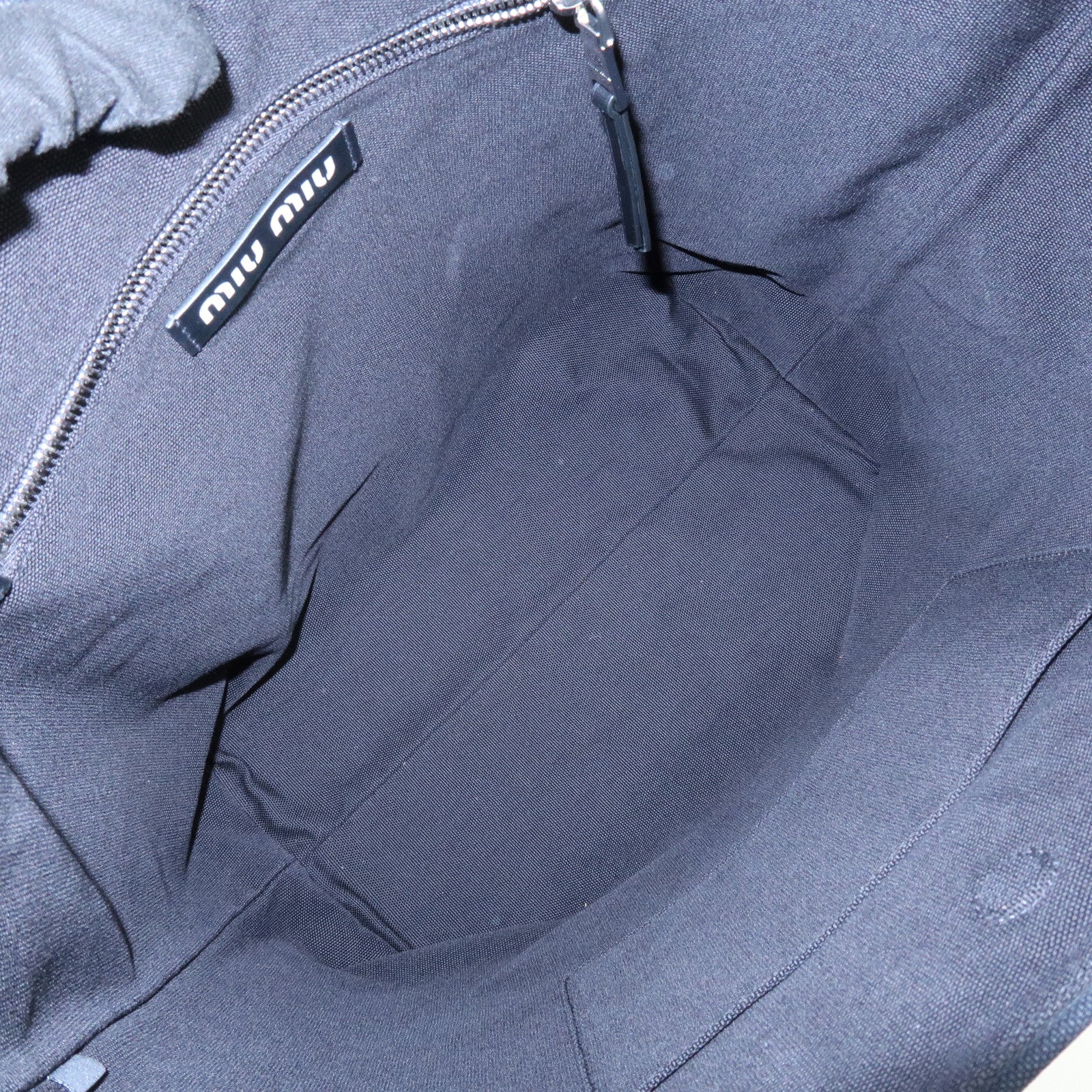 MIU MIU Canvas Leather Tote Bag Hand Bag Shoulder Bag Black