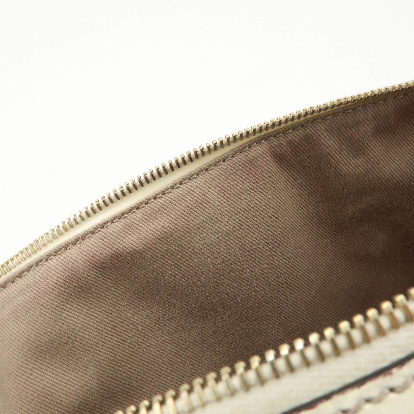 CELINE Macadam Canvas Leather Boston Bag Hand Bag Beige Ivory