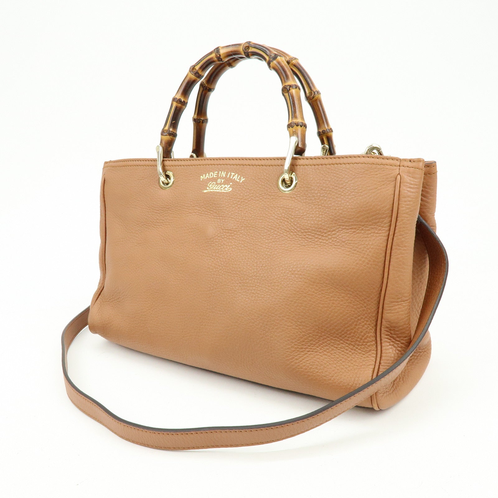 GUCCI Bamboo Shopper Medium 2Way Bag Shoulder Bag Brown 323660