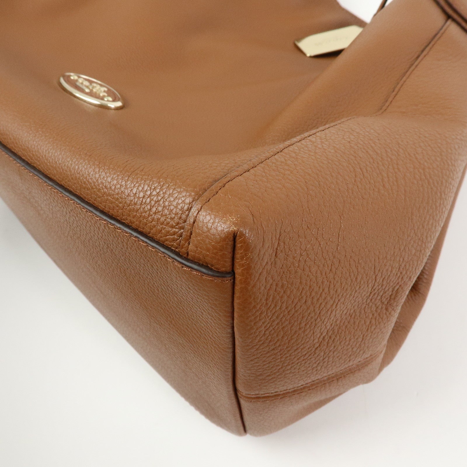 COACH Logo Leather Shoulder Bag Hand Bag Brown