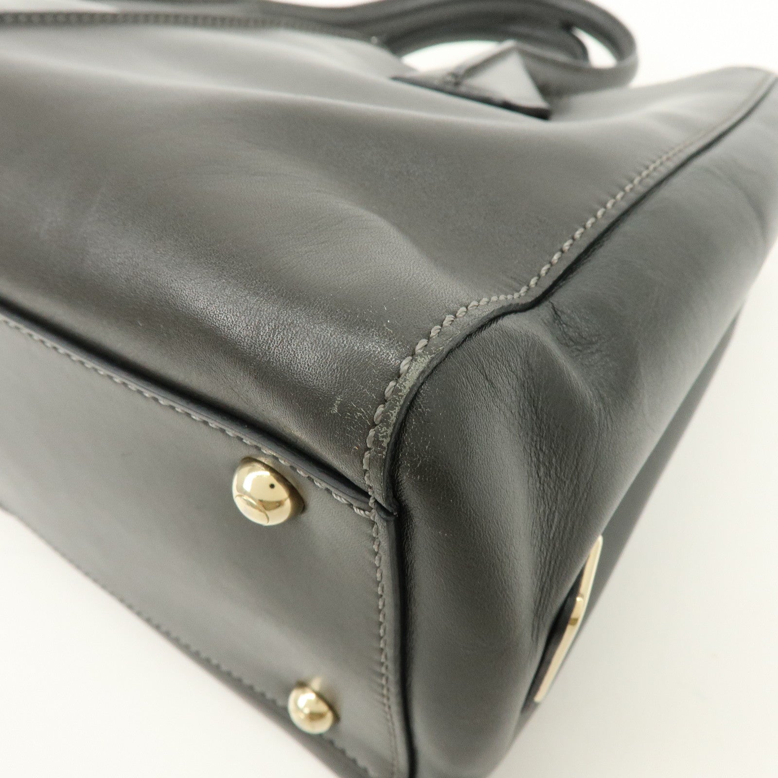 TOD’S D Cube Leather 2Way Bag Hand Bag Shoulder Bag Dark Gray