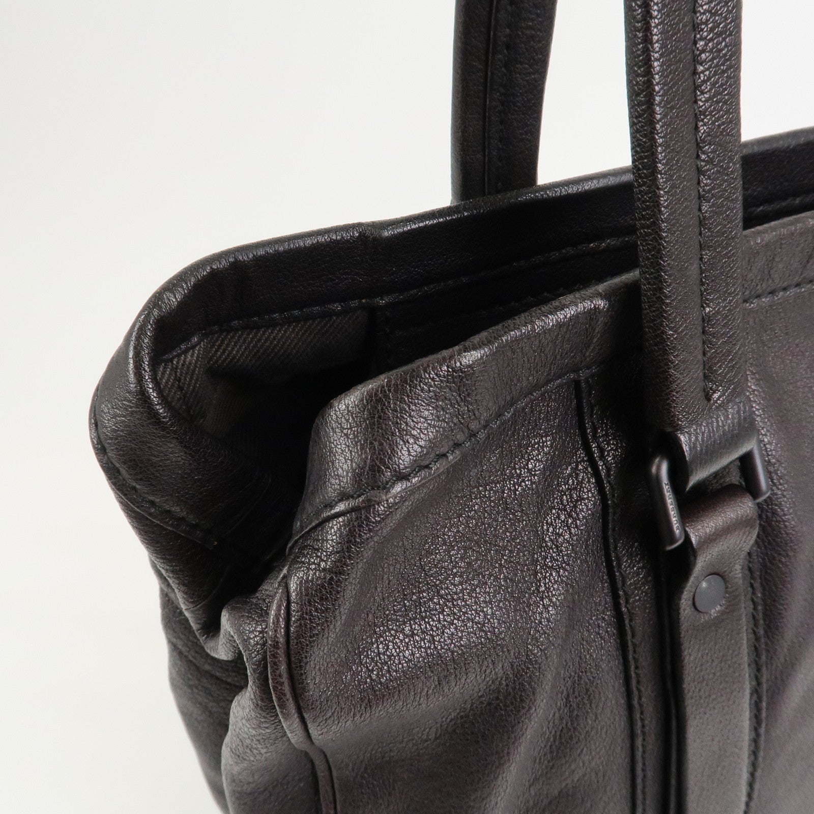 BURBERRY Logo Leather Tote Bag Shoulder Bag Black