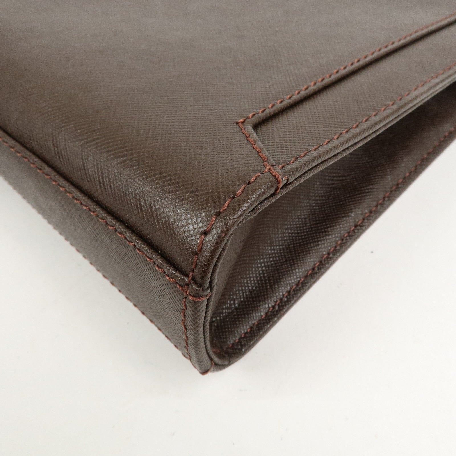 BURBERRY Leather Clutch Bag Hand Bag Pouch Brown